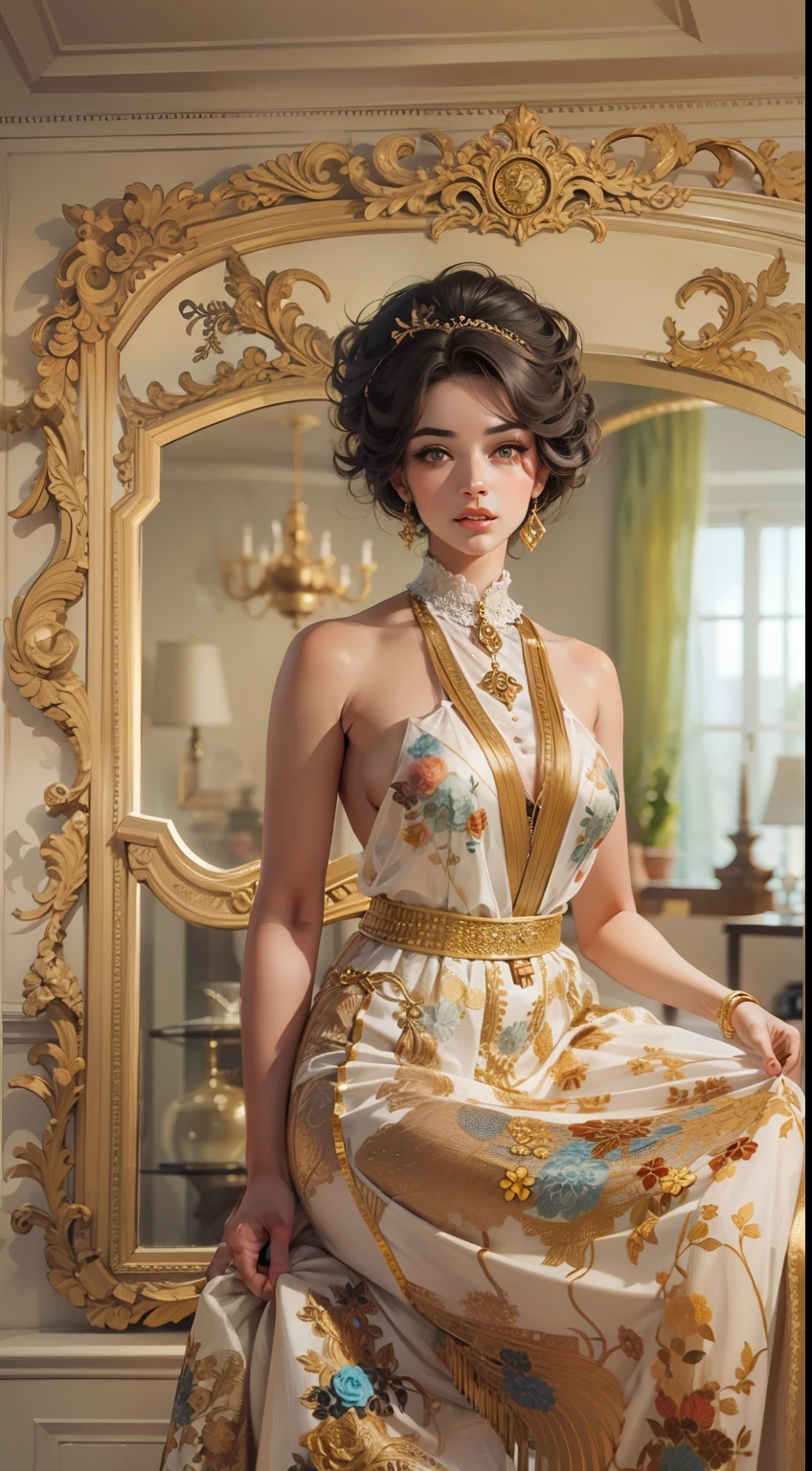 Beautiful woman in intricate Vintage Nostalgia Outfit