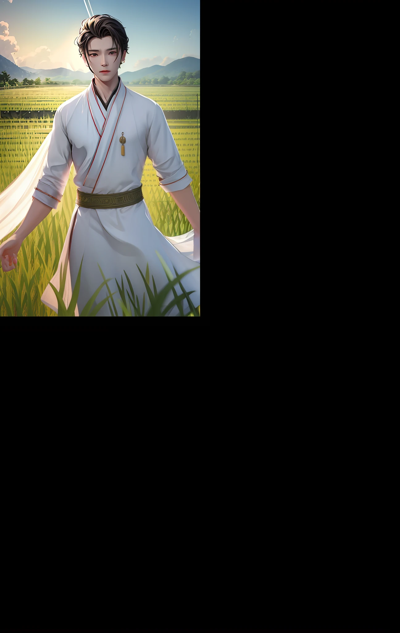 The young monk is handsome, dark.