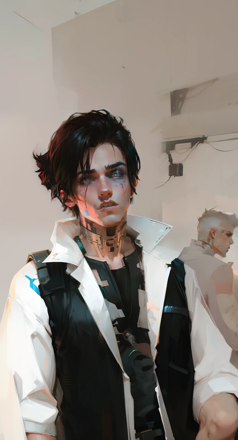 change background cyberpunk handsome boy realistic face, 8k ultra realistic