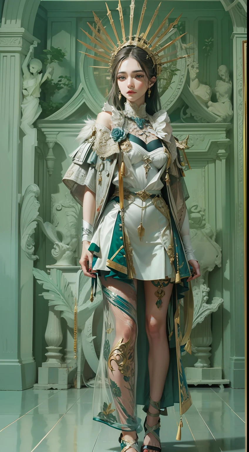 Beautiful woman in intricate Avant-Garde and Experimental Outfit