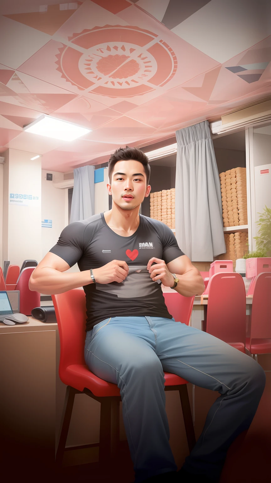 change t-shirt,change background,make man healthier