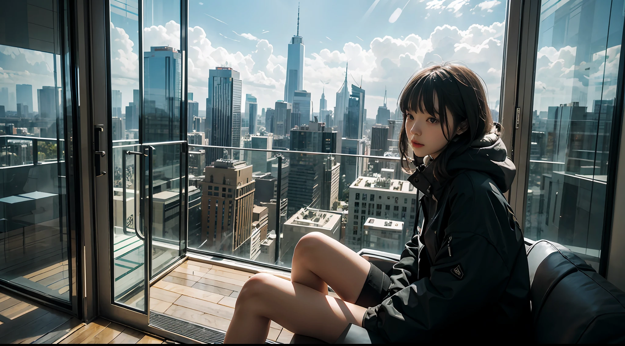 on top of a tall building, You can see a different place, but you are in it without moving, and you watch it all coldly.