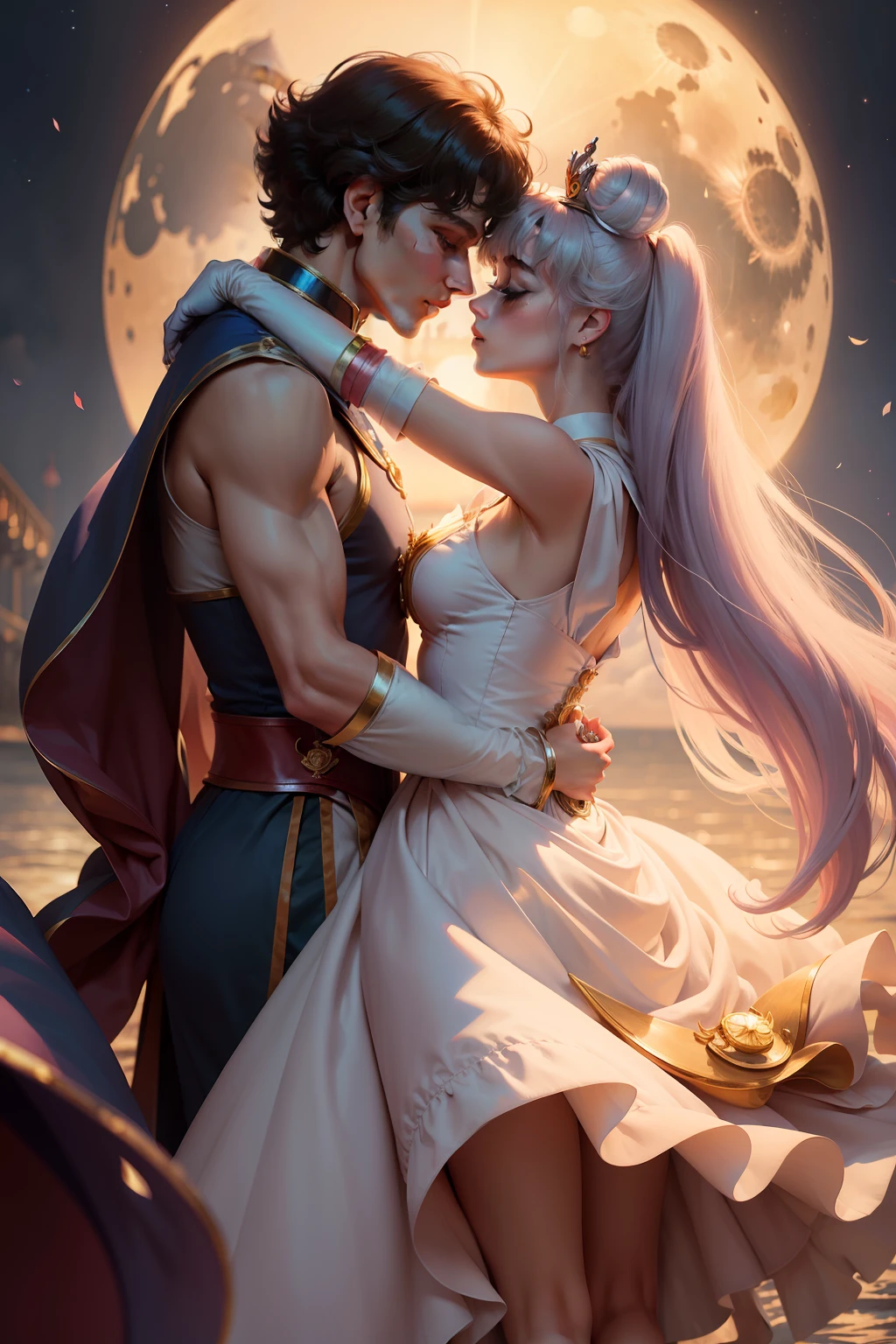 the sailor moon，Moon Palace，Princess dress，Kiss with Prince Andimio，𝓡𝓸𝓶𝓪𝓷𝓽𝓲𝓬