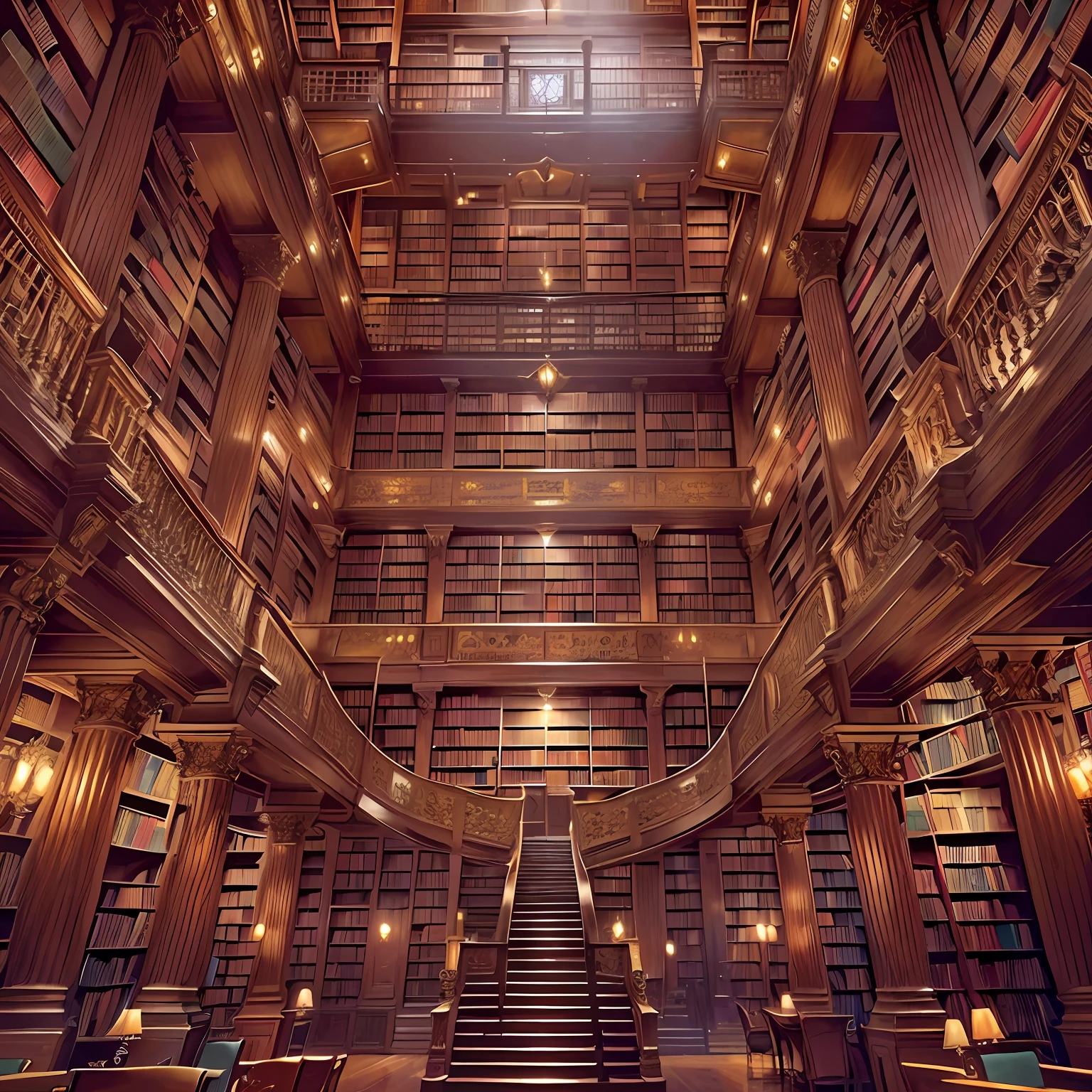 tmasterpiece,HighestQuali,extreme hight detail,Majestic library interior,Several long bookshelves have countless books,mistic,China-style,Dreamy