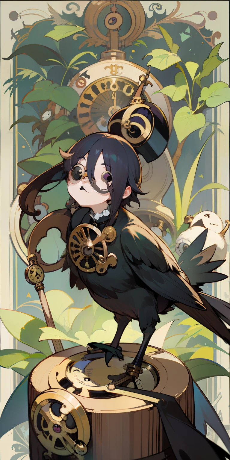 Little crow,shoun,(monocle:1.5),(brunette color hair:2.0),pocketwatch