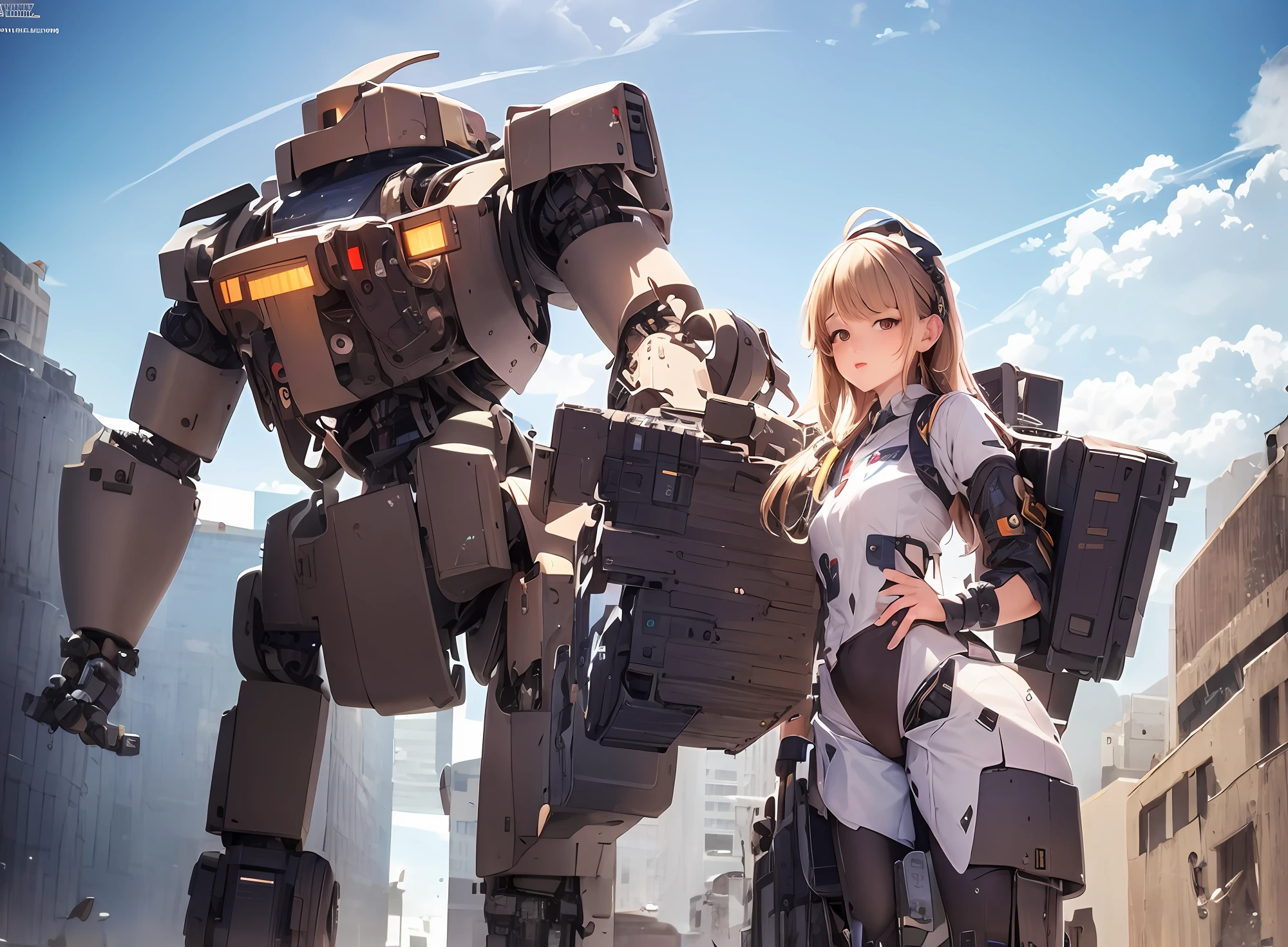 In front of the mech stood the lady