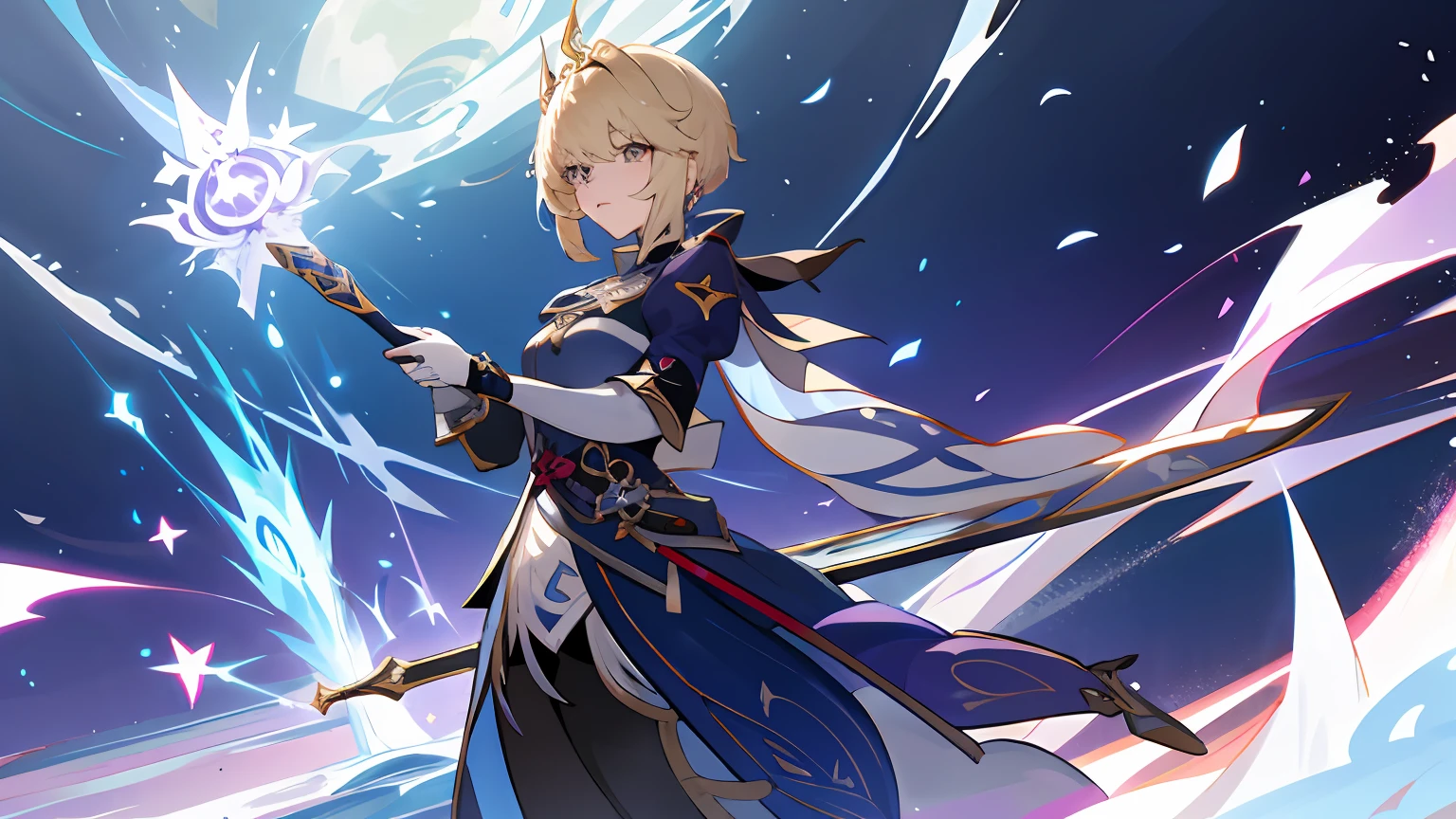 Anime girl holding a sword in front of a castle in the sky, Ayaka Genshin impact, ayaka game genshin impact, granblue fantasy, Genshin impact's character, video game genshin impact, Artoria Pendragon, Genshin Impact, Keqing from Genshin Impact, Genshin, Genshin Impact style, Violet Evergarden, Anime goddess