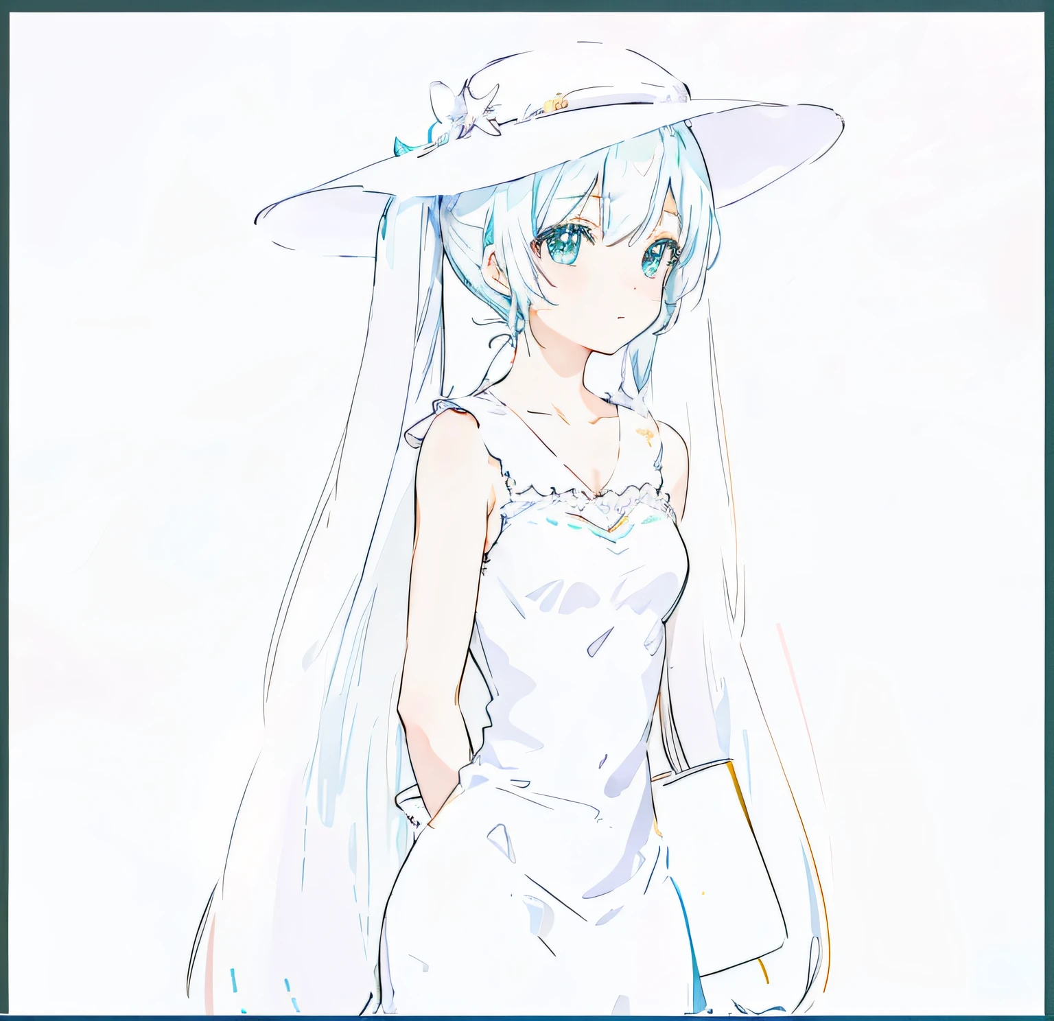 Big breasts Hatsune Miku,Your name,aurora borealis,meteors,SakuraNS,Best quality at best,tmasterpiece,clouds,Colorful,Starry,As estrelas,