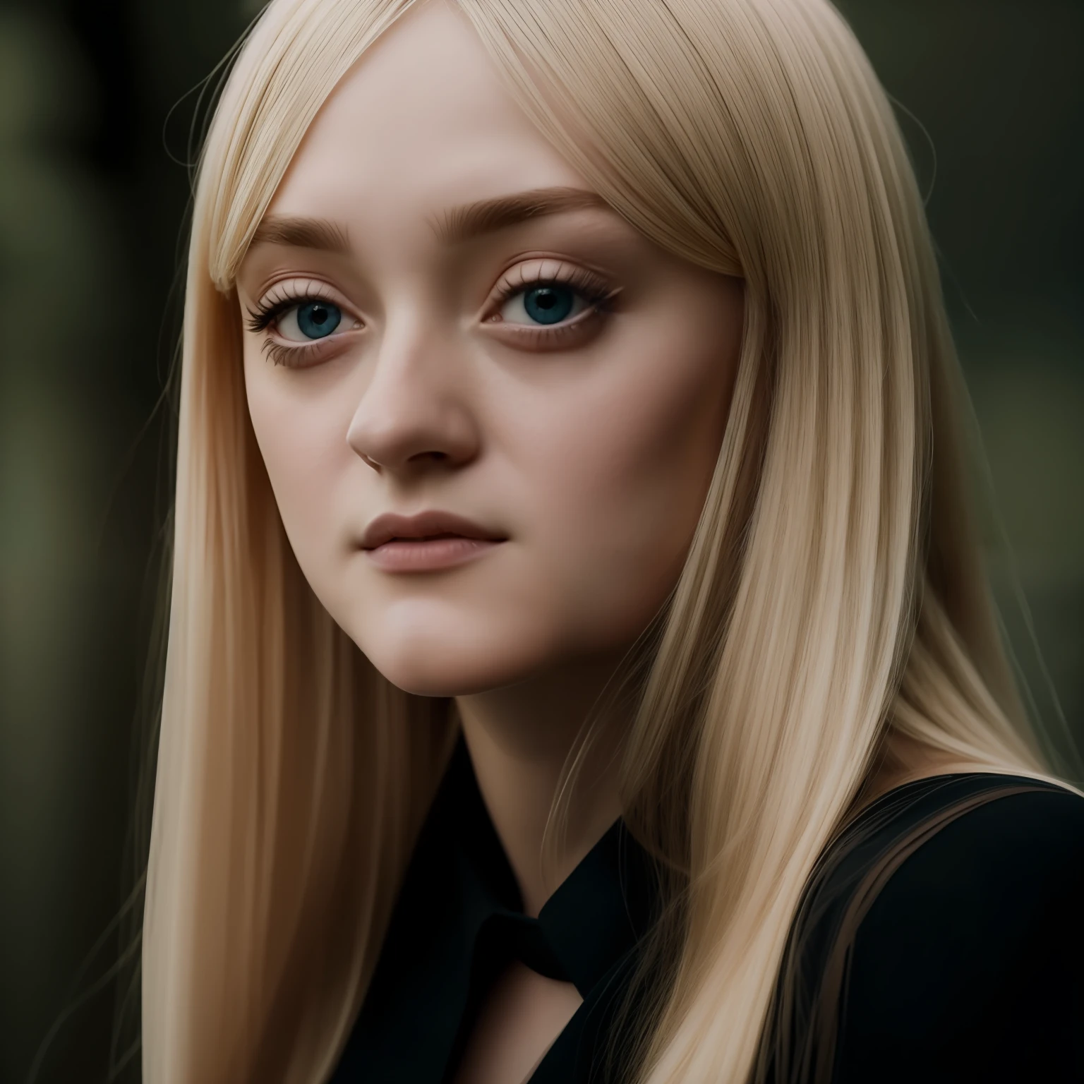blond woman in black dress, dakota fanning, soft portrait shot 8 k, female portrait, james jean soft light 4k, james jean soft light 4 k, a still of an ethereal