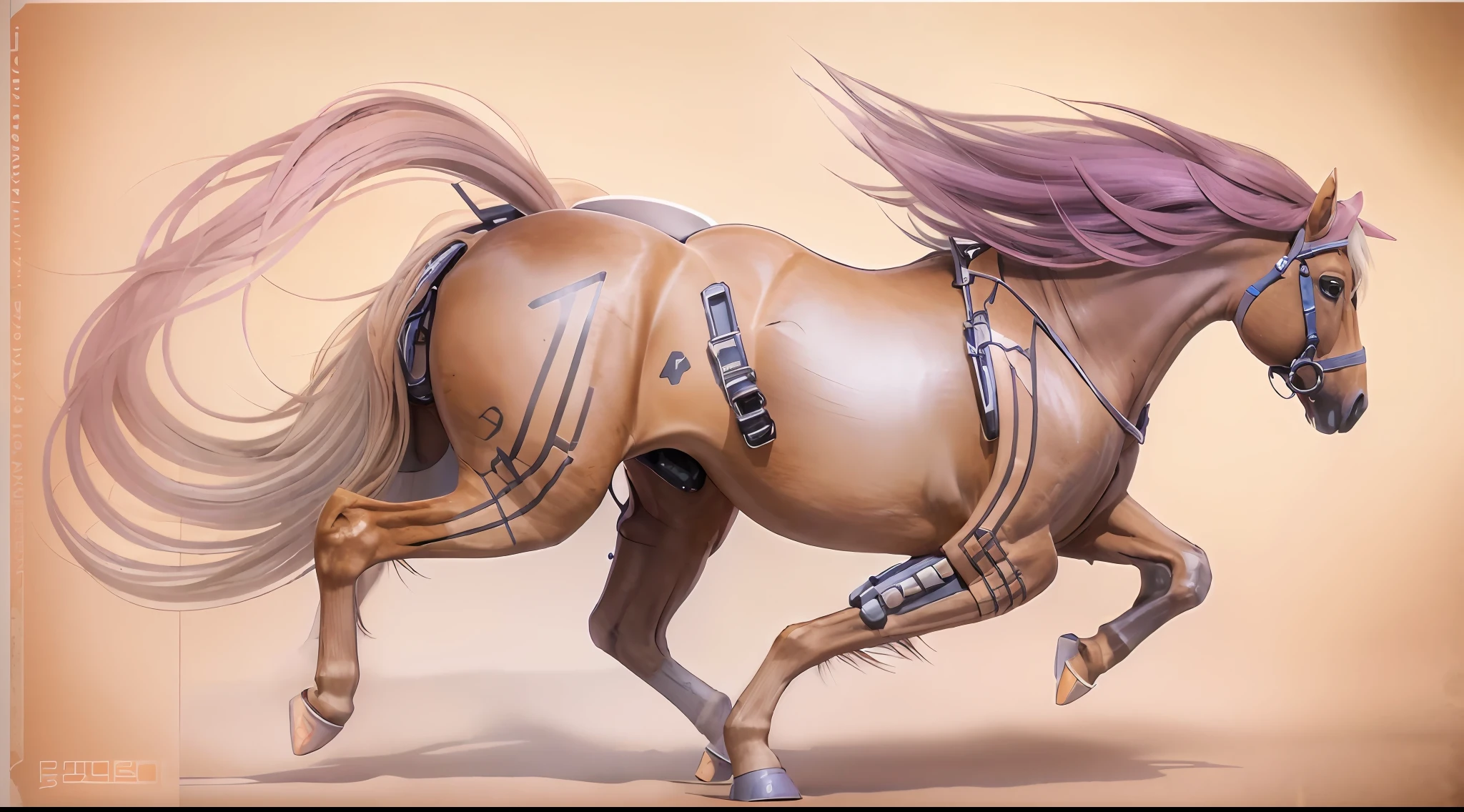A female centaur，She is famous in the multiverse，She is both a female centaur, half human, half horse, half horse，It is also a female Yingzhao。She blends both images，The first is the head of a horse/neck/Shoulder these parts，After feminization，The upper body transforms into a beautiful female human，Female, half-centaur, half-human, half-horse, half-human，The second is the waist of the horse/hason/gluteal/Legs feminine，Female half-horse with beautiful woman's，Chimer，It's like a female human wearing a half-horse-like costume and making a seamless chimera，This chimerization is based on powerful futuristic technology。The ultra-wide-angle lens captures the image of her sleek and ethereal wings charging and leaping on the ionosphere。Her front half is distinctly feminine，Tall sexy body，Has K cup teardrop-shaped giant tit chest，It has a small man's waist butterfly spanning long legs，The half-horse part of the hind body，Embedded interface in the front half of the body hip position。The horse-shaped, half-horse torso form of her back body is completely female and humanized。A sexy bent dog-style shaped ribcage embedded in the lower back position of the beautiful woman's body from the upper end of the sternum/lower back/Ventral transverse。Then there are the sexy beauty's upright hips，Her entire body has been completely feminized，Including the half-horse part。Mechanized armor covers the legs with knee-shaped anti-joints and feet，And these parts are highly anthropomorphic，This makes her legs graceful and slender，Her four horse legs are bursting in length proportions, and she is slender and toned，Under the legs are skinny white feet dressed in Skyscraper Heels，Use Midjourney's advanced stroke tools and color palettes, as well as texture packs, model packs, and texture tools，Concentration，Femaleize all parts of her original equine physiologic appearance，And give these parts an ergonomic appearance，Fine treatment of the thoracic and abdominal cavity of the posterior body，As well as h