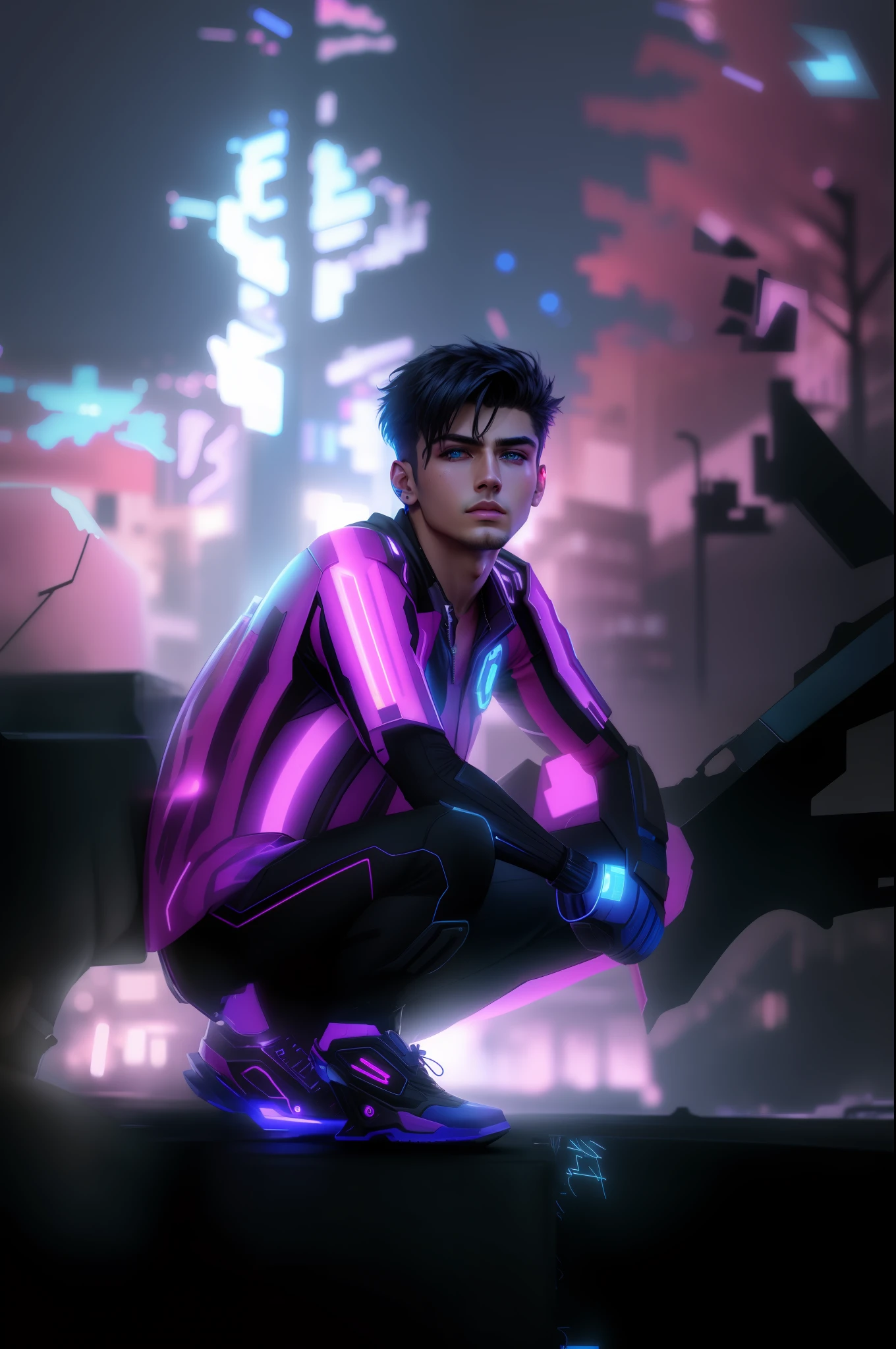 Background change, cyber punk, realistic, 8k , handsome boy, real face, realistic face, avenger, ultra hd, neon light,