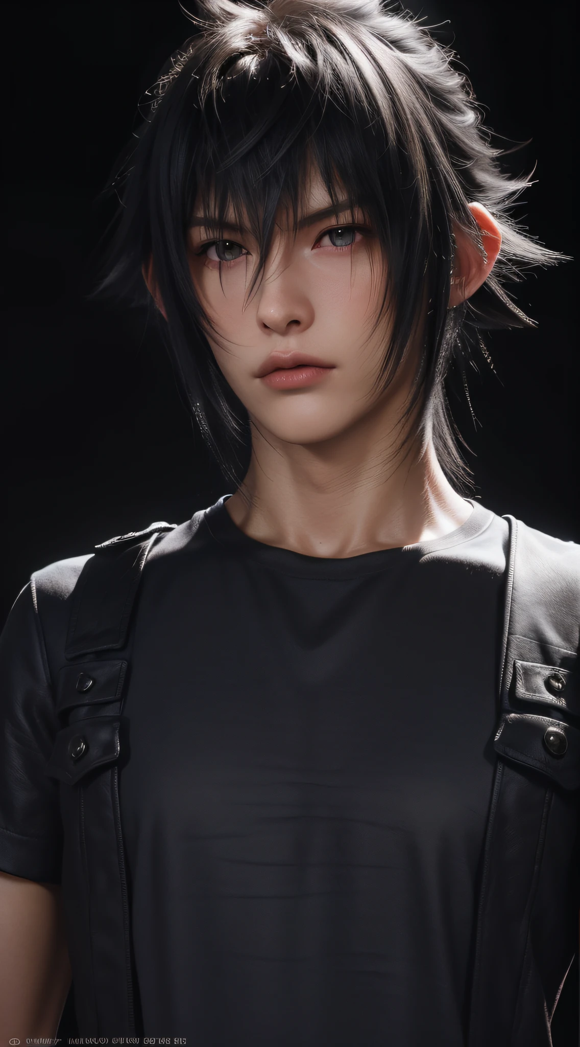 （absurderes，A high resolution，ultra - detailed，realisticlying，），1 male，独奏，Tall muscular man，broad shoulder，Handsome，brunette color hair，Angular chin，Thick neck，thick eyebrow，The upper part of the body,Noctis，