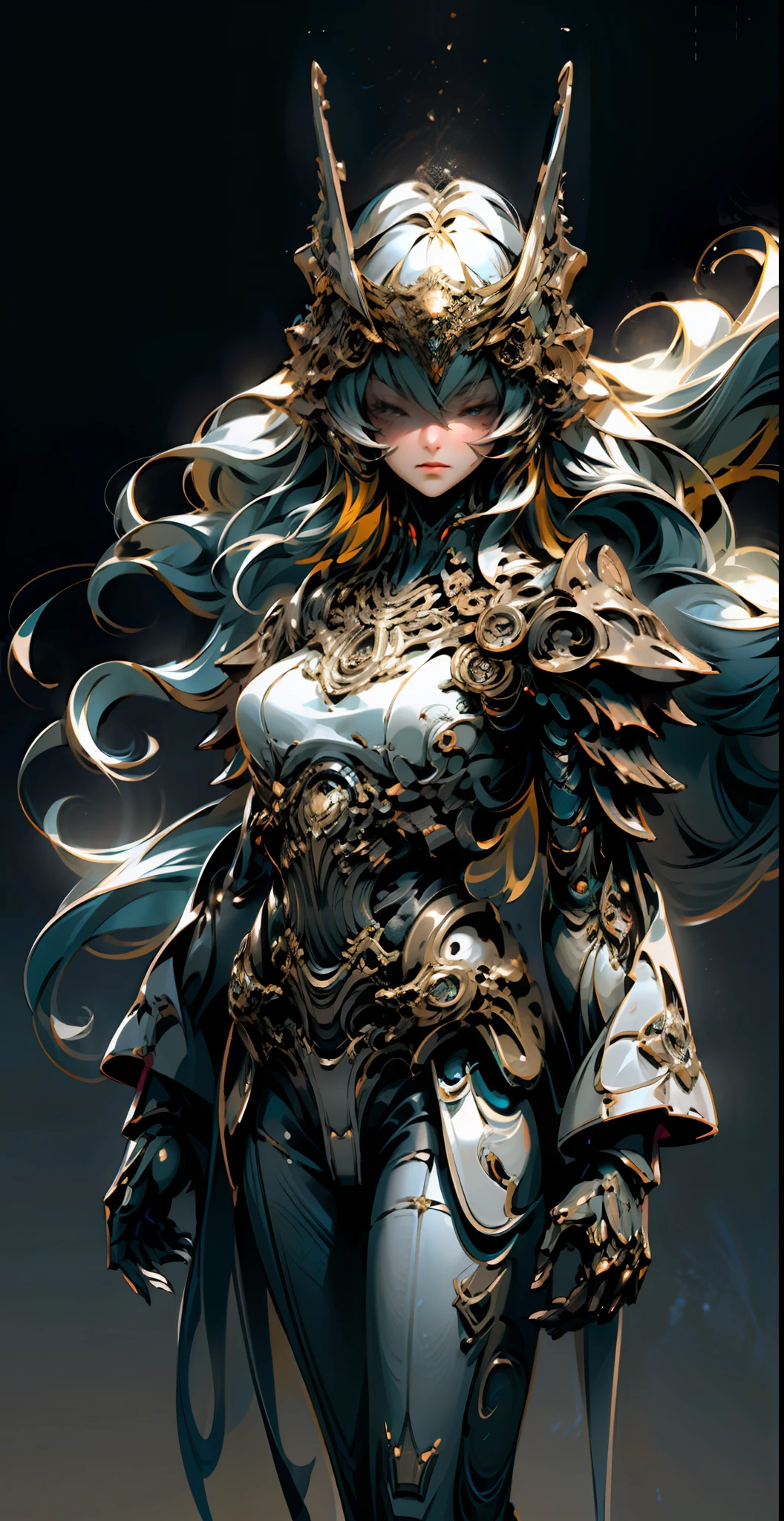Masterpiece, Best Quality, High Quality, (Futuristic:1.1), (Cyberpunk Costumes), Cinematic Lighting, (Exquisite Future), Beautiful and Beautiful, Ultra Detailed, Great Composition, Floating, Depth of Field, (Very Detailed CG, Unity 8k Wallpaper), (Beautiful Detail Background), Beautiful Hair Detail, Dramatic Lighting, GOGETTA, Mecha, Hands Raised Above Your Head and Looking Up at the Sky