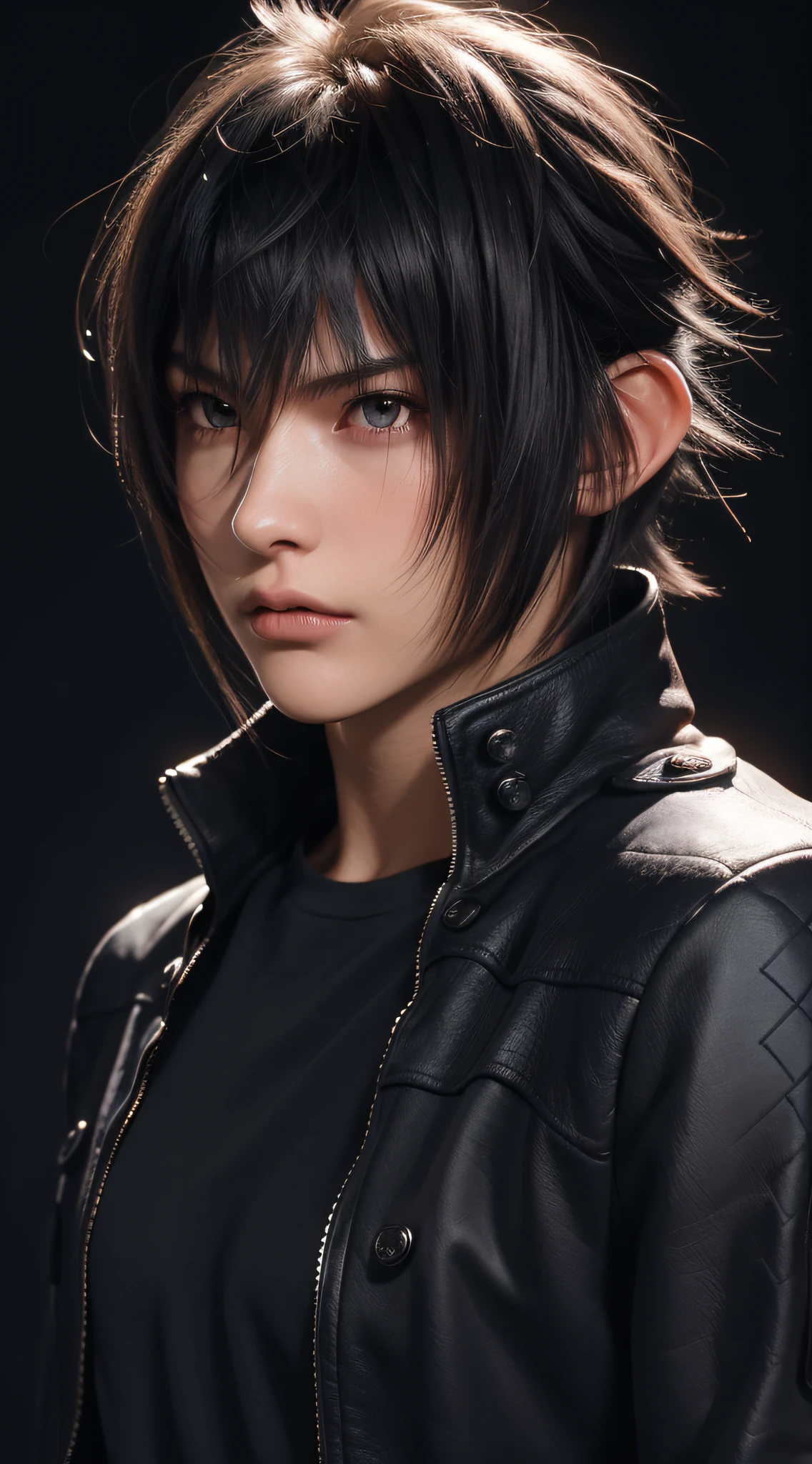 （absurderes，A high resolution，ultra - detailed，realisticlying，），1 male，独奏，mature，Tall muscular man，broad shoulder，Handsome，Very short hair，brunette color hair，with brown eye，Angular chin，Thick neck，thick eyebrow，The upper part of the body,Noctis