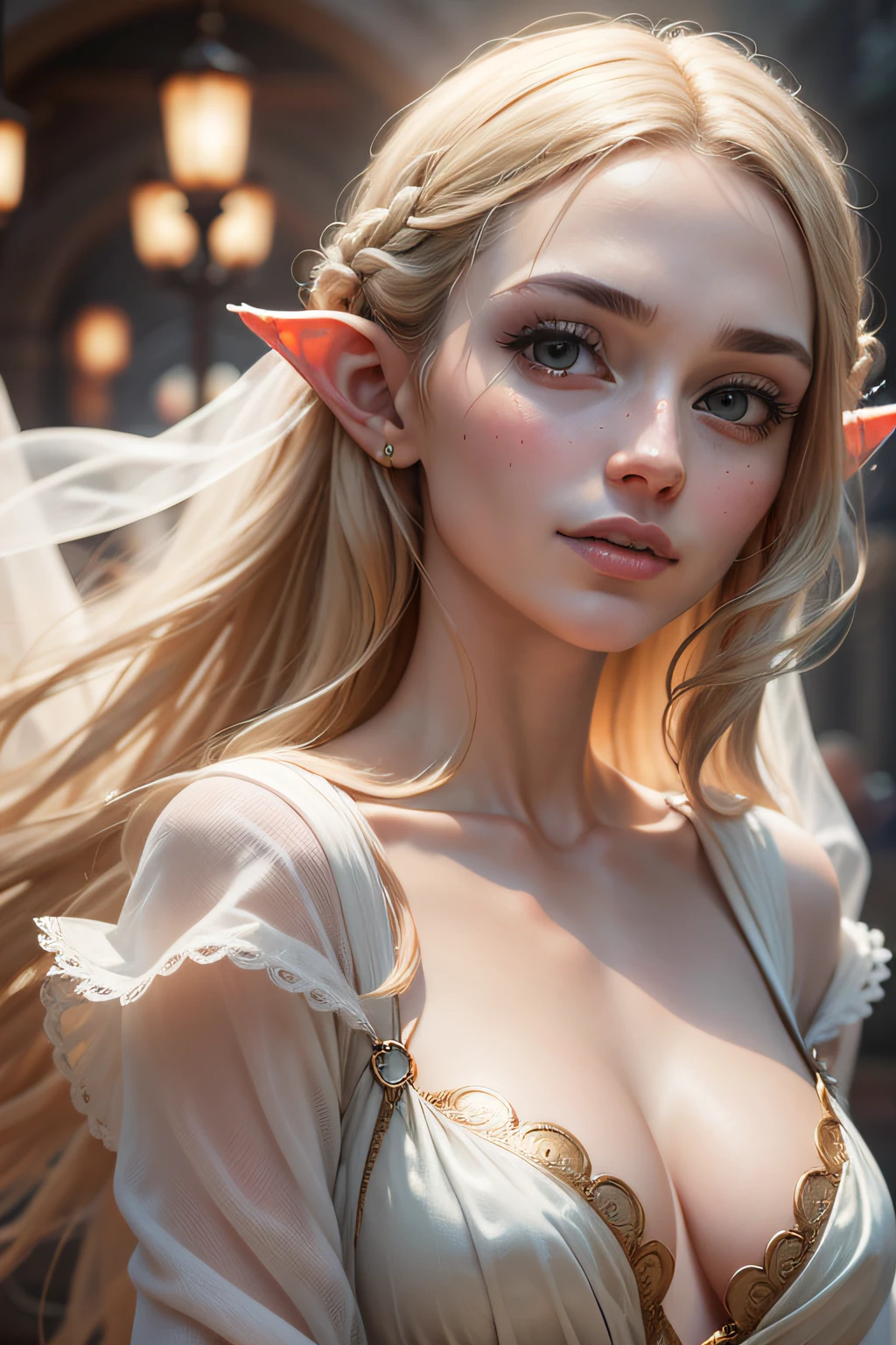 A imagem retrata Galadriel, the elven queen of The Lord of the Rings, em todo o seu esplendor. Captured with the highest 8k quality and using the legendary Canon Eos R6 camera, The image is a true masterpiece.
Galadriel is portrayed in all its splendor, displaying its ethereal beauty. Her slender and gracefully curved body is wrapped in a shiny silk dress, which further enhances his elegant figure. Her translucent, glowing skin radiates an aura of immortality.
Galadriel's extremely beautiful face is a highlight in this image. Seus olhos brilhantes e expressivos refletem sabedoria e poder. His soft, radiant smile conveys a mixture of kindness and mystery. Every trace of your face is meticulously captured, revealing its unique beauty.
8k resolution and maximum quality ensure that every detail of the image is exceptionally sharp and realistic. Cada fio de cabelo, Every fold of the dress and every detail of the adornment in her hair are accurately represented, criando uma imagem altamente detalhada.
Essa obra-prima, with an impressive score of 1.2, captures the whole essence of the character Galadriel, destacando sua beleza, wisdom and grace. It's an image that is sure to delight Lord of the Rings fans and connoisseurs of high-quality digital art.
