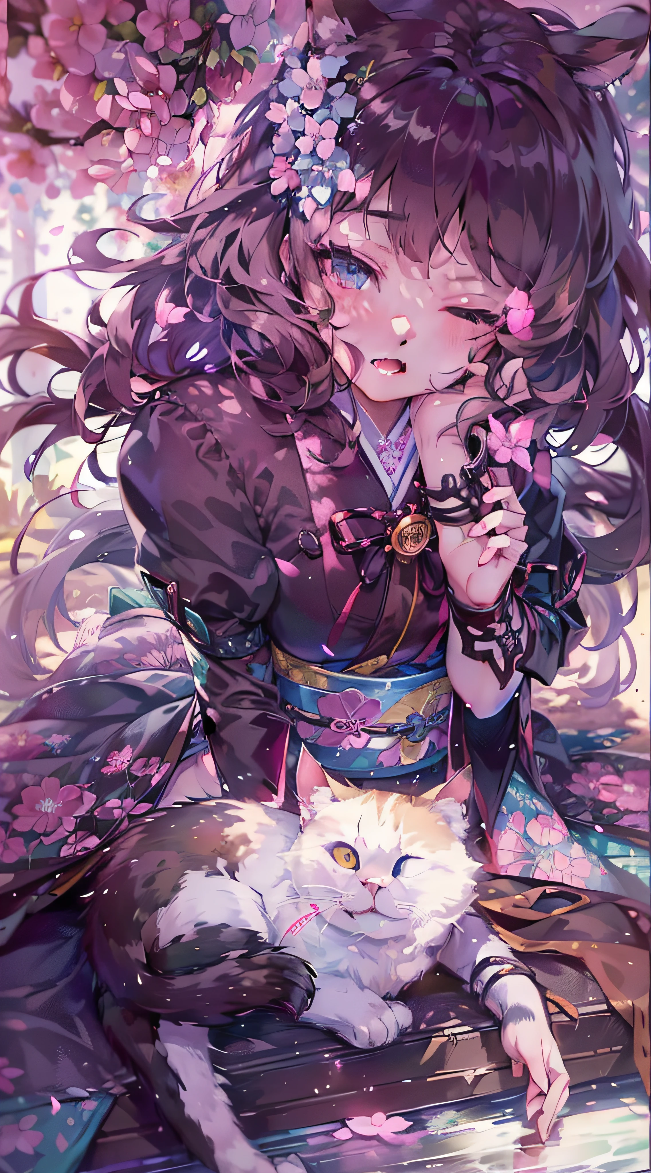 ​masterpiece、youkai、lad、Landscape with rusty shades、Old Japan landscape、kyoto、Meiji、Taisho、Taisho romance、stone pavement、Cats、top-quality、hightquality、Highly detailed CG Unity 8K wallpapers、art  stations、Digital Illustration、with an intricate、trending、awardwinning photo、depth of fields、nffsw、chromatic abberation、真实感、A highly detailed、trends in the art station、CGsociety Trends、with an intricate、high detal、Dramatic、 8K, 16 K, top-quality, photon maping, Radio City, Photorealsitic, Elaborate CG, Physically Based Rendering, ultra realistic realistic textures, unrealengine5, motion angles、cinematlic lighting, Dramatic Writing, Professional Writing, artwork in the style of guweiz, guweiz masterpiece, guweiz, guweiz on artstation pixiv, by Yang J, in the art style of bowater, loish and wlop、