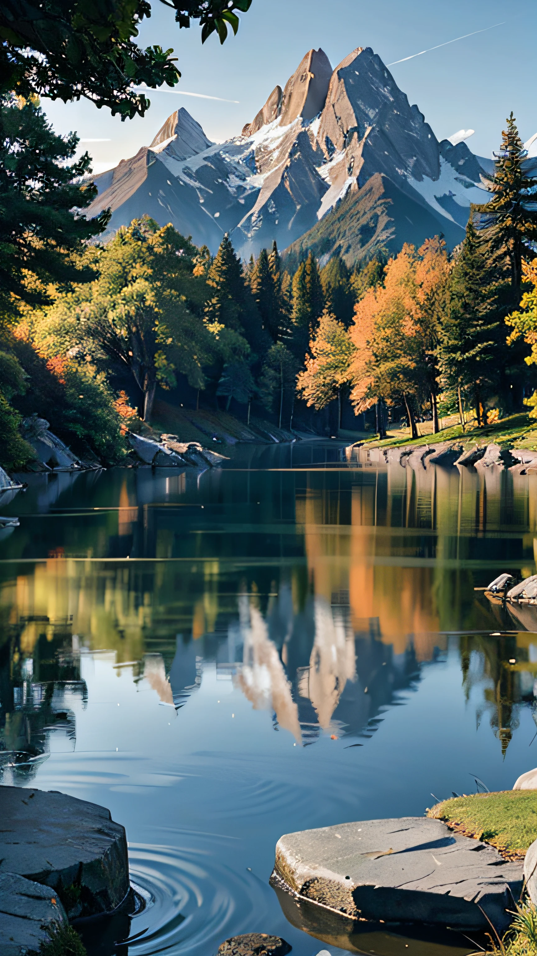 A serene place, very pleasant, beautiful, calm and beautifully landscaped. photorealistic, 8k uhd, studio quality, ultra realistic, maximum detail, large scale, postprocessing, photorealistic, photorealistic, photoshop, photography, detailed, cinematic lighting, landscape, panorama, scenery, ray tracing, cinema4d