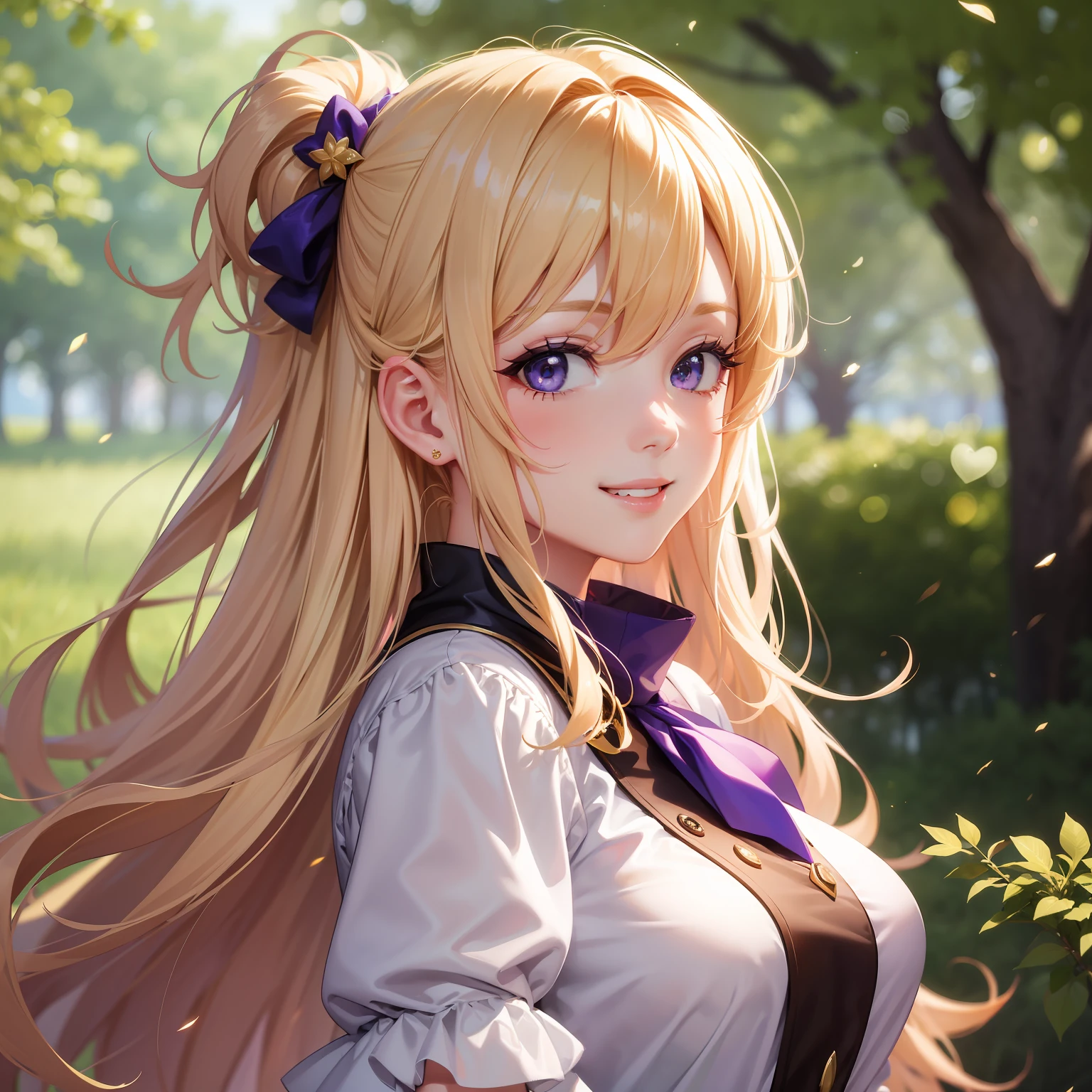 beautiful a girl Huge a smile smil Long 超A high resolution top-quality a beauty girl a blond Purple hair