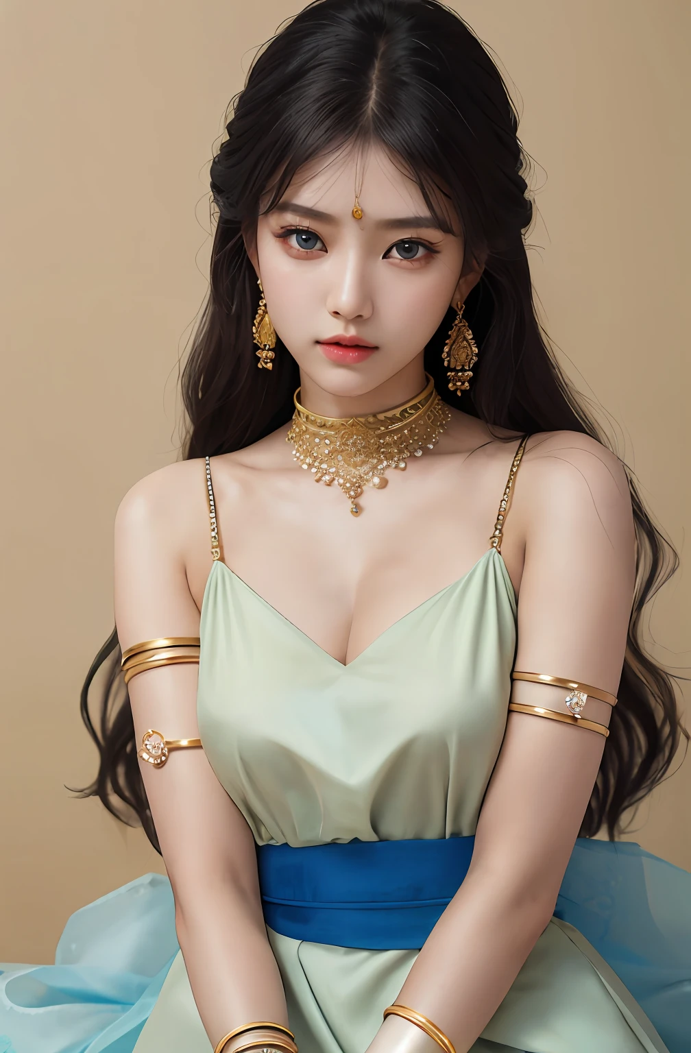 2girls,duo,8K Raw photograph,超高分辨率, filmgrain, filmg,view the viewer, Natural skin texture,Realistic eye and face details,((Realistic:1.5)),Ulzzang-6500:1.4,((Best quality)), ((Masterpiece)),((Detailed)),{2 beautiful women}, (Upper body:1.3),Hug and touch each other, Tease your friend's waist, Breathless friends, Biting a friend's earlobe, crouched,super wide shot,Face focus, Long legs,Curvy, Barefoot,Wide hips, Thin legs, Oversized eyes,Long eyelashes, (Detailed face,beautidful eyes, detailedpupils,detailed clothes features, Clear background:1.3), (armlets, bangle:1.3),bright detail,Sharp,Perfect compounding, Intricate, Sharp focus, Dramatic,