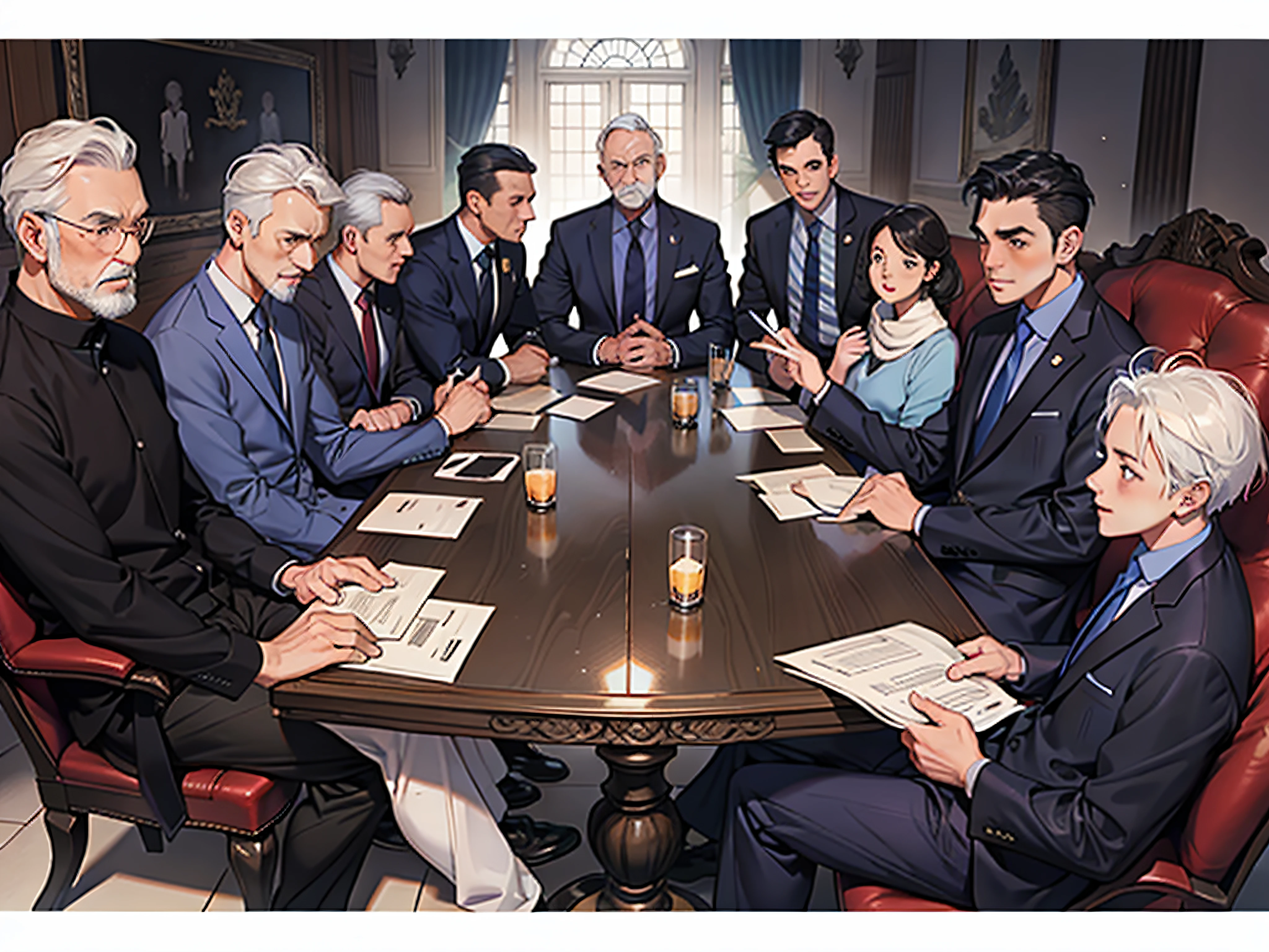 Middle-aged leaders of the National Government meet