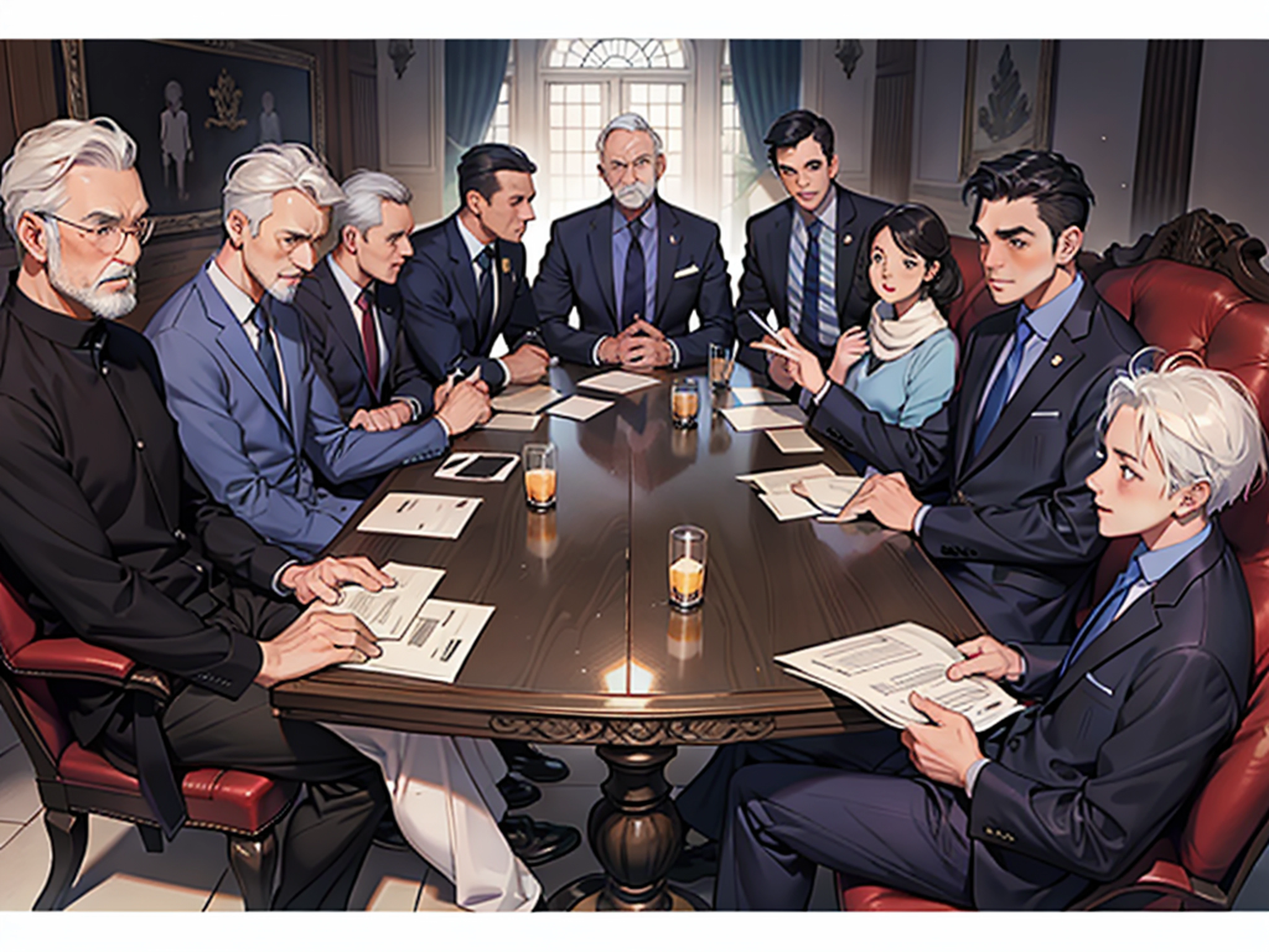 Middle-aged leaders of the National Government meet