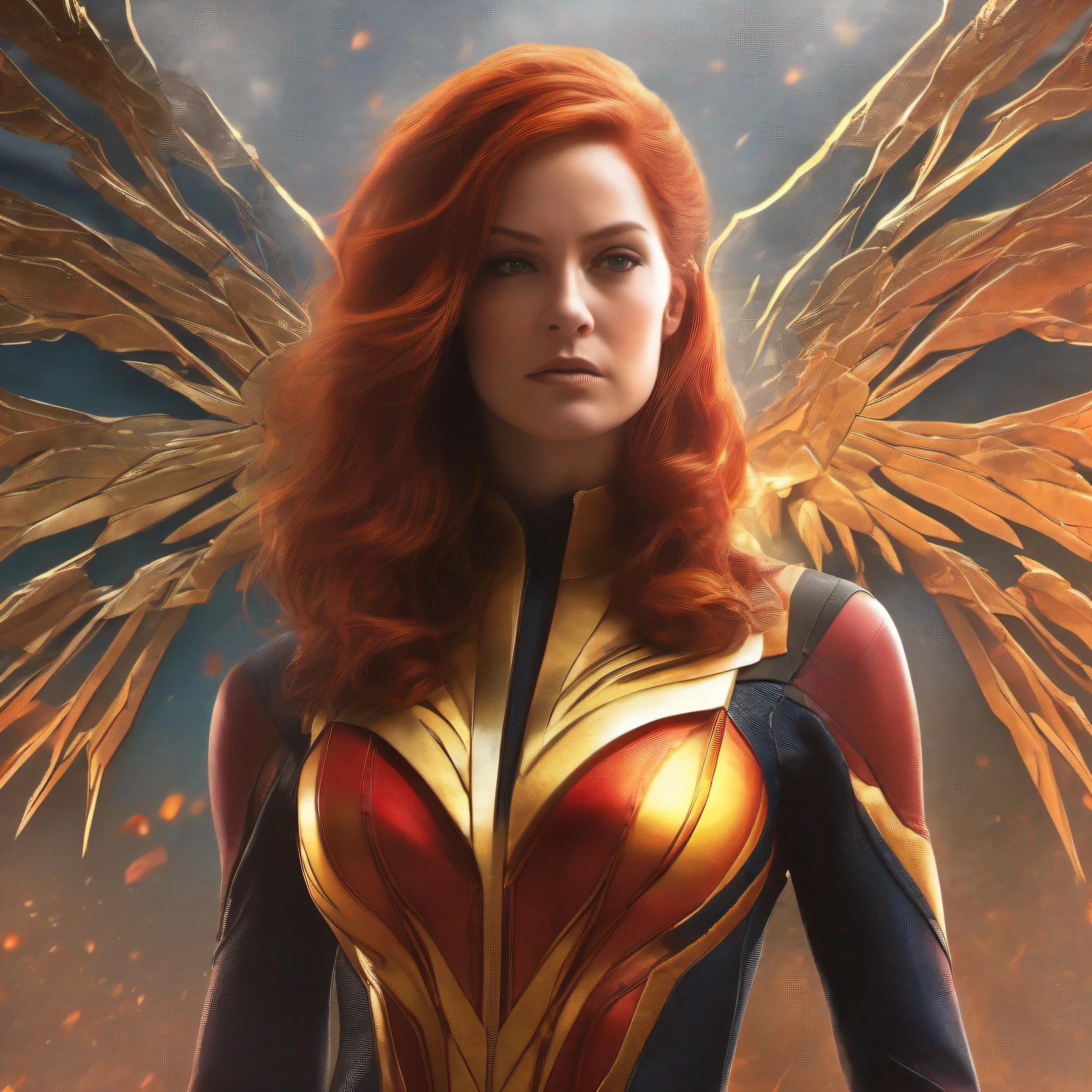 a portrait of X-Men´s Phoenix , intrinsic details, masterpiece, hyper realistic , hd , 8k