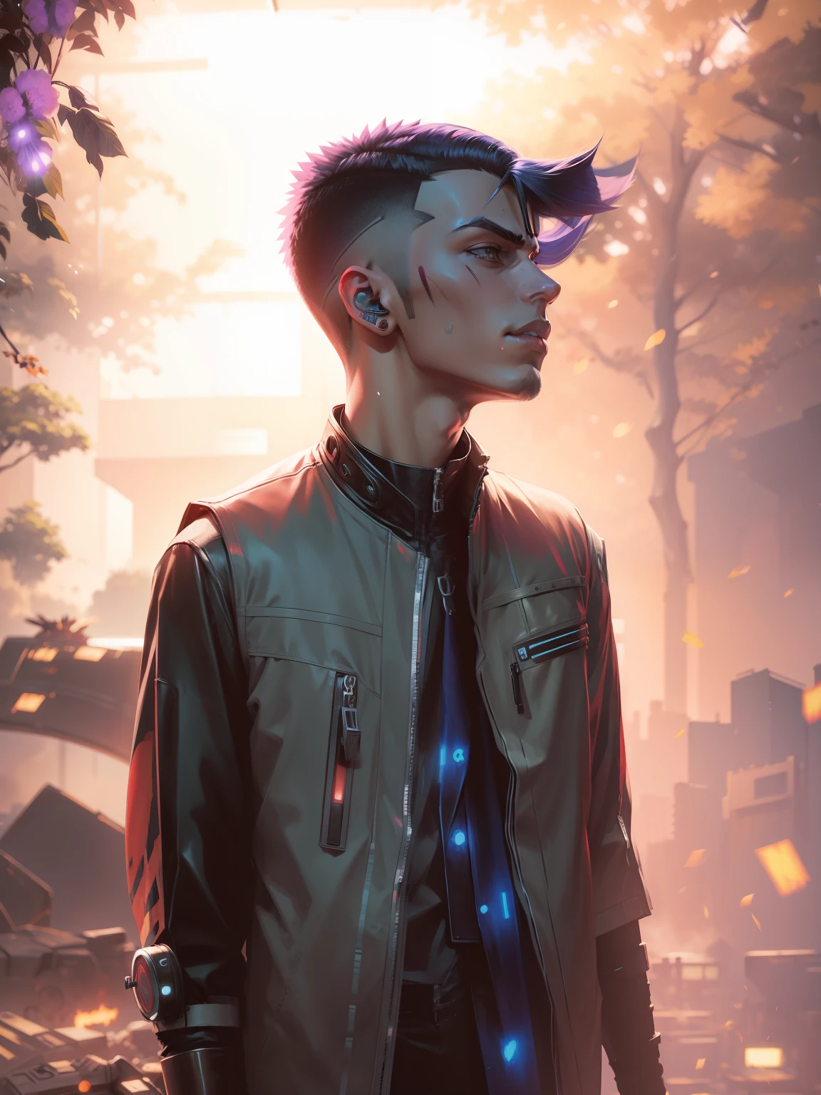 cyberpunk handsome boy haircut style Naruto style