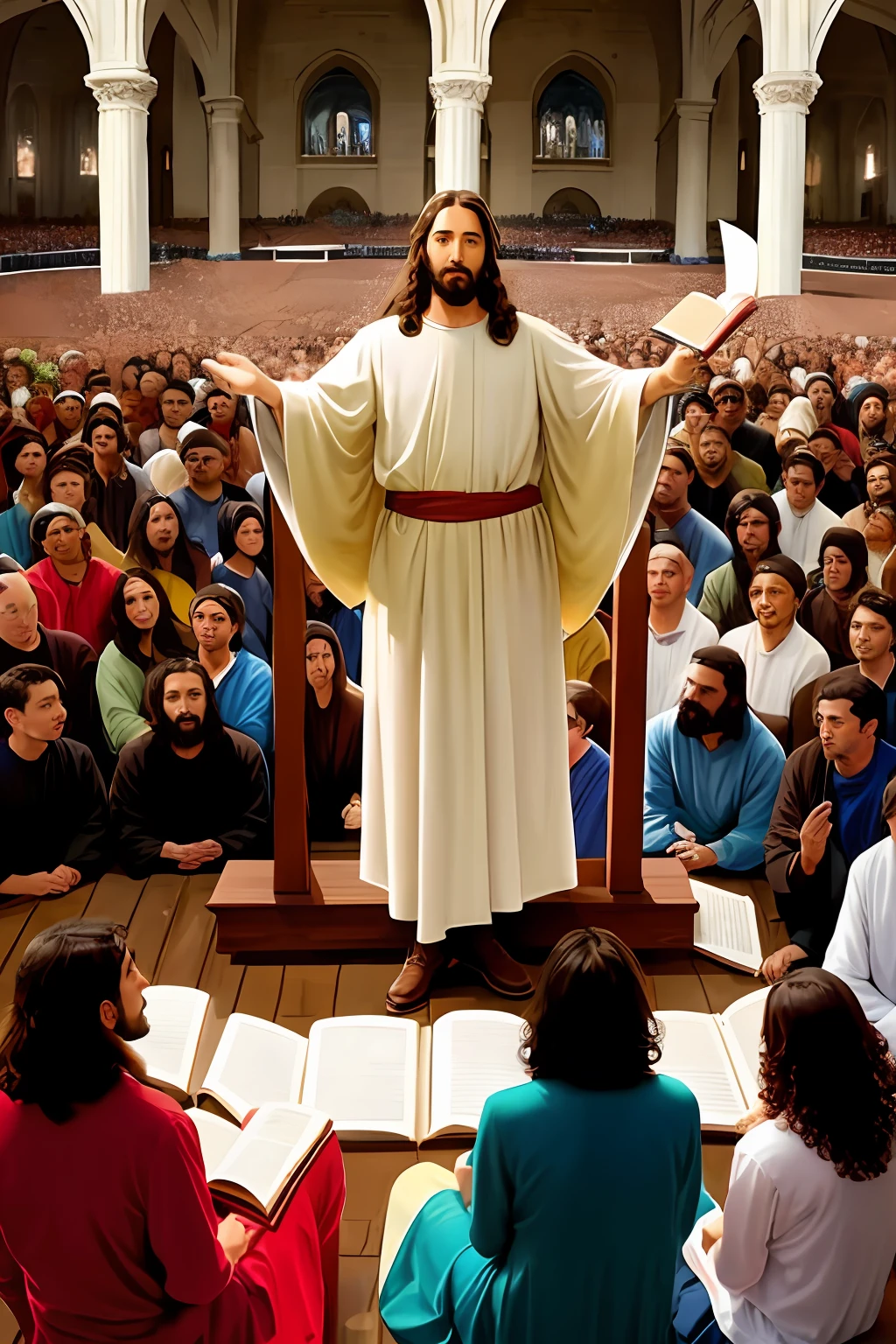 MAKE A REAL PICTURE OF JESUS CHRIST TEACHING THE WORD OF GOD TO THE CROWDS