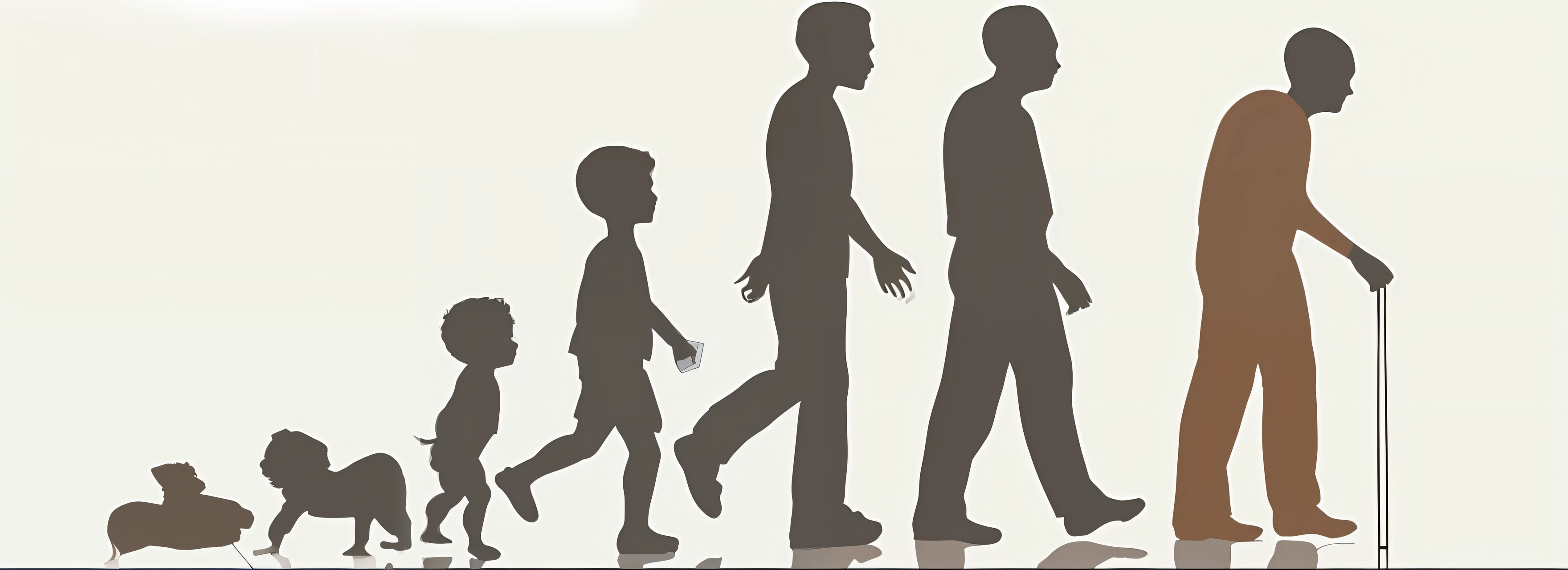 Image of a man walking with a dog and a child, imagem dos desenhos animados, human evolution, Evolution, crescido, evolution of man, andar de bicicleta, illustration], pessoas caminhando, illustration!, transhumanist evolution, Ciclo de caminhada preciso, semelhante ao ser humano, humano - como, people walking through,  ambulante, antepassados, humano - em forma