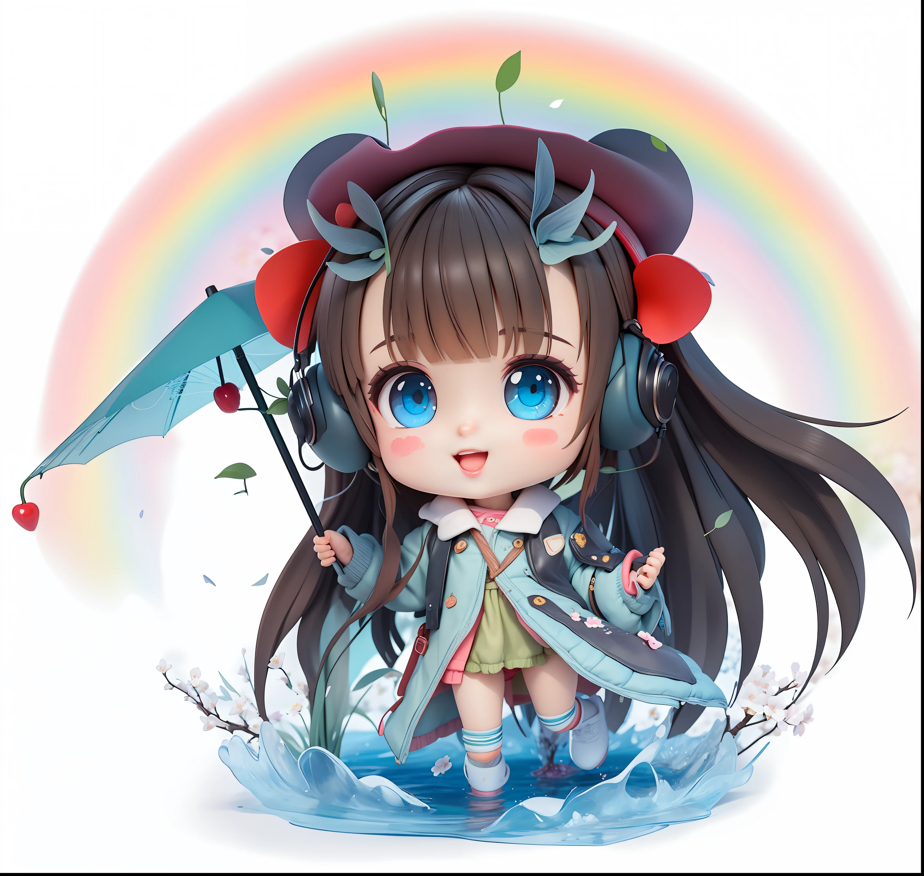 (masterpiece),(best quality),(ultra-detailed), (full body:1.2),
1girl,chibi,cute, smile, open mouth,
flower, outdoors, playing guitar, music, beret, holding guitar, jacket, blush, tree, :3, shirt, short hair, cherry blossoms, green headwear, blurry, brown hair, blush stickers, long sleeves, bangs, headphones, black hair, pink flower,
(beautiful detailed face), (beautiful detailed eyes),