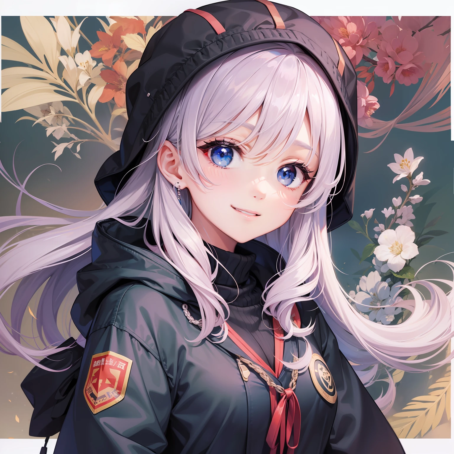 beautiful a girl Huge 校服 a smile smil Long 超A high resolution top-quality a beauty girl parka blue eyess