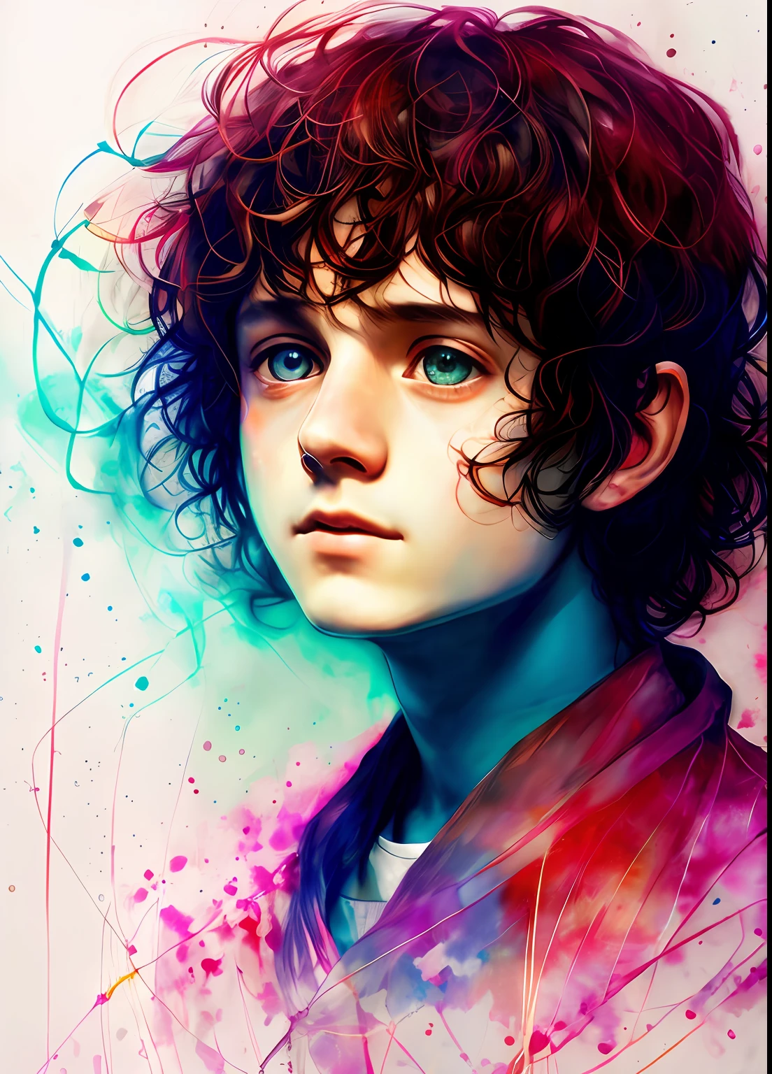 Frodo Baggins por agnes cecile, design luminoso, cores pastel, gotejamentos de tinta, Luzes de outono