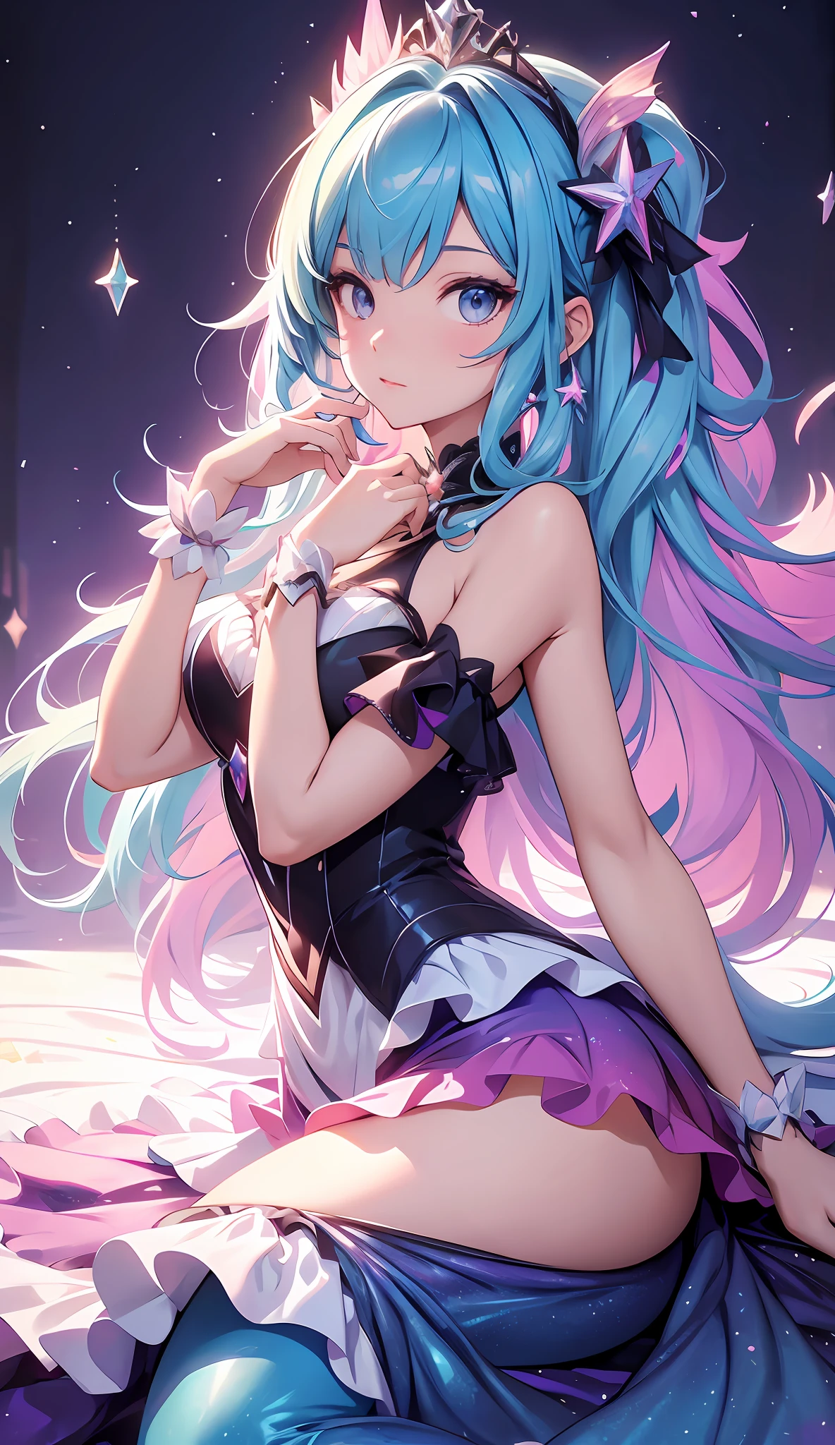 best qualityer,tmasterpiece,Ultimate resolution,downy,Extremely colorful,Colorful,Mermaid princess,ta dress,starrysky