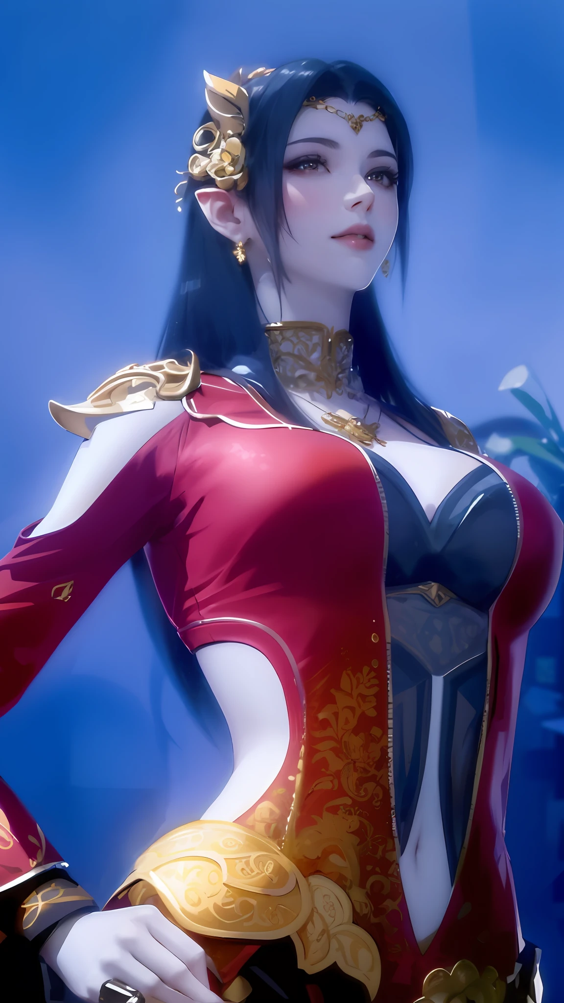 Masterpiece:1.2, Best quality), Realistic, (Real picture, Intricate details, Depth of field), (1girll, Solo), make up, parted lip, highly detailed, Perfect face,
(Huge breasts:1.4), (skin indentation), Thick thighs, Wide hips, Small waist, Tall, glossy coral lips,
red hair, Red eyes, pony tails,
(Wet), Sexy, Blushing,