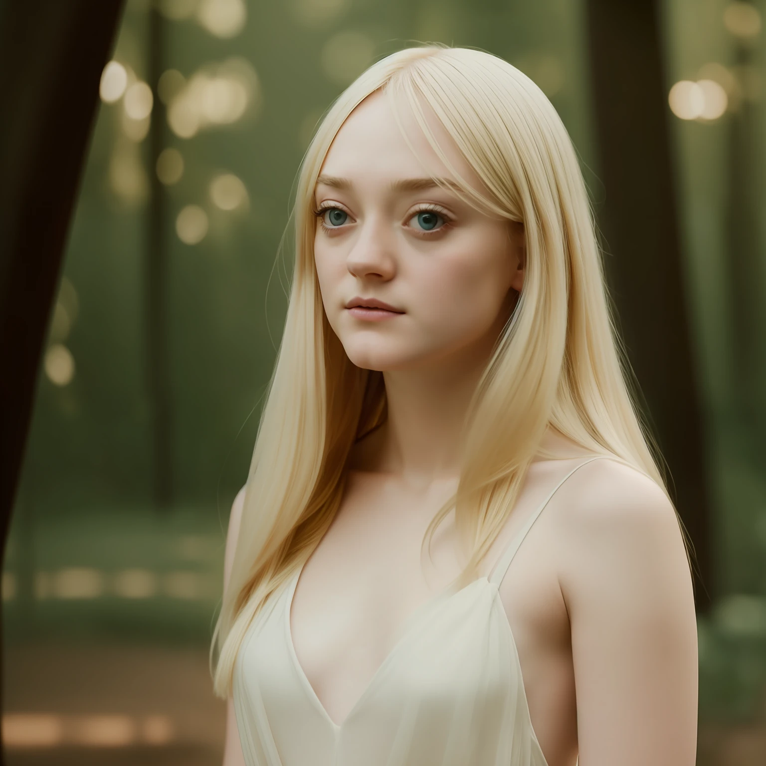 blond woman, standing, full body, no clothes, perfect body, dakota fanning, soft portrait shot 8 k, female portrait, james jean soft light 4k, james jean soft light 4 k, a still of an ethereal