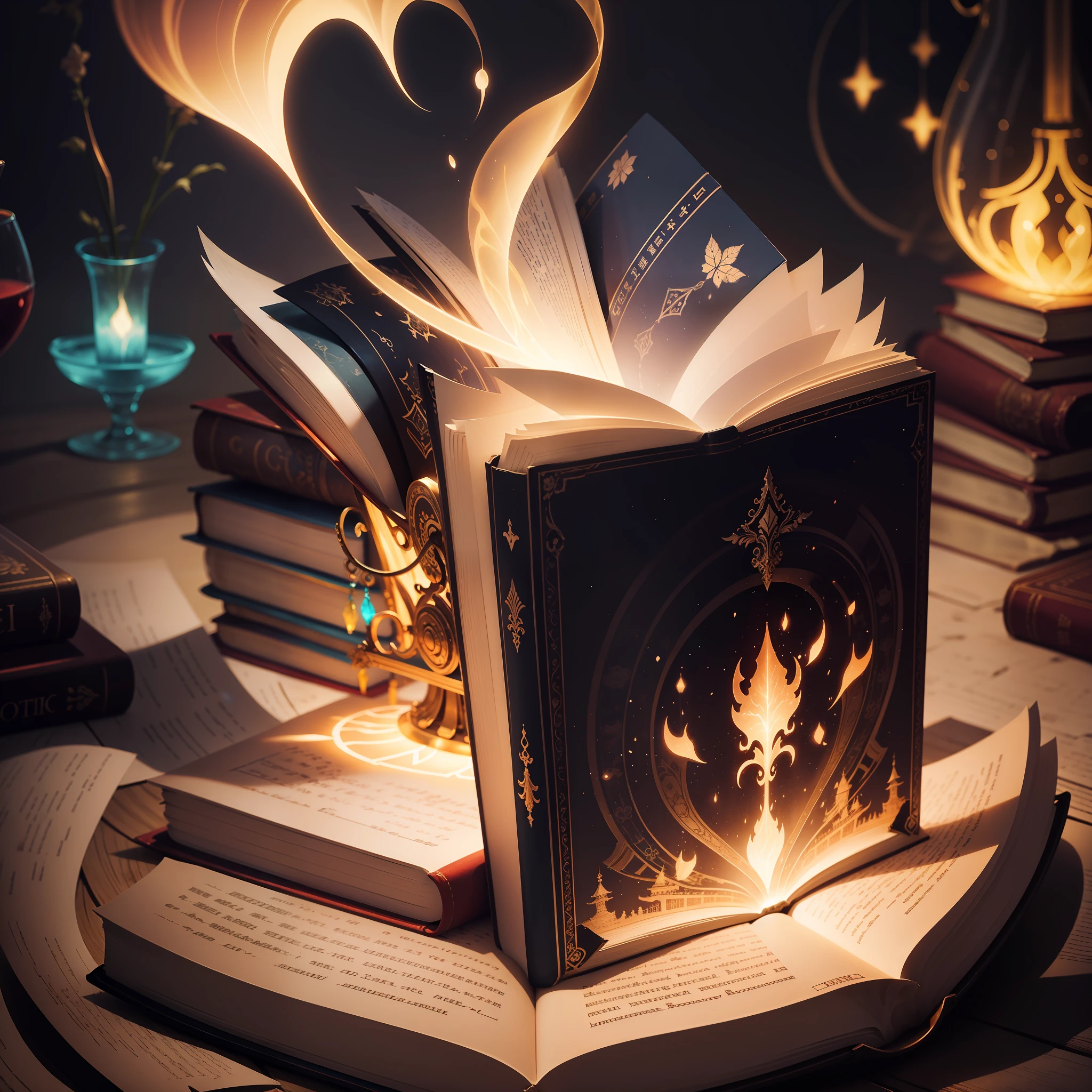 a glowing book.