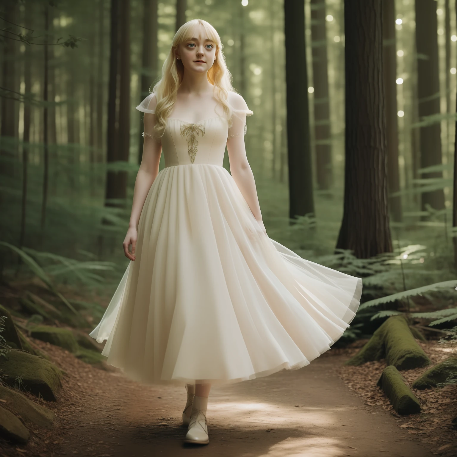 blond woman in fairy dress, standing, full body, dakota fanning, soft portrait shot 8 k, female portrait, james jean soft light 4k, james jean soft light 4 k, a still of an ethereal