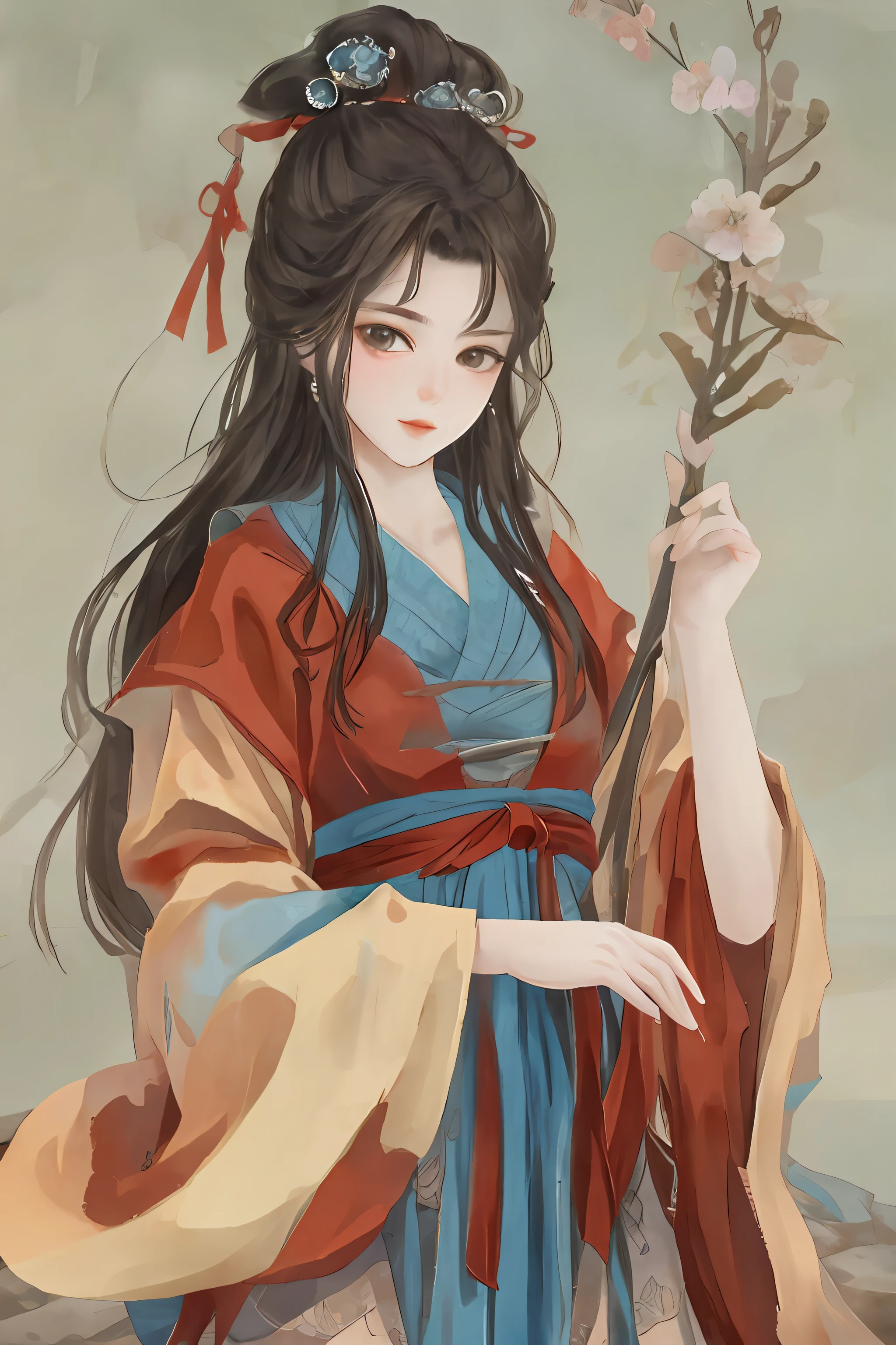 Ancient Chinese beauties flying in the sky,wearing ancient Chinese costume,Flowing tulle,Light silk,Lazy posture,large lotus leaf,lotuses,Ink painting style,clean color,Decisive cut,Leave white space,impressionistic,tmasterpiece,ultra-detailliert,Epic composition, high qulity, HighestQuali, 4K --v 6