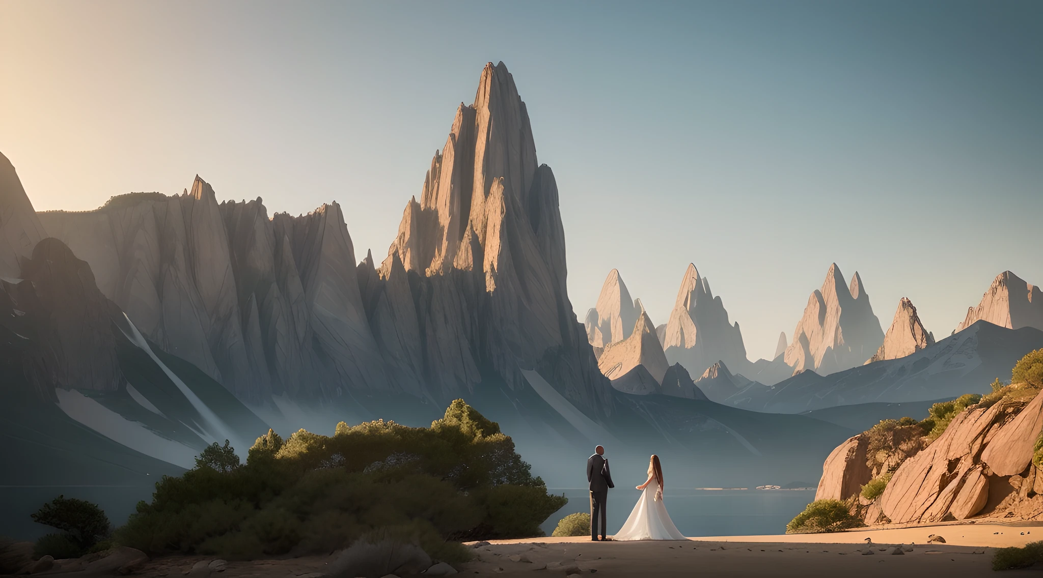 Luminous architecture,On Mars,Tall buildings,exquisite detailing,Green plants,the trees,Figure,mountain peaks,Custer landforms,lake,Lunar rover,woman,Technologie,Photoreality,tmasterpiece,hentail realism,Photoreality,hight contrast,8K high-definition,Render the atmosphere,A detailed,ultra - detailed,超A high resolution,(真实感:1.4),A high resolution,A detailed,richcolors