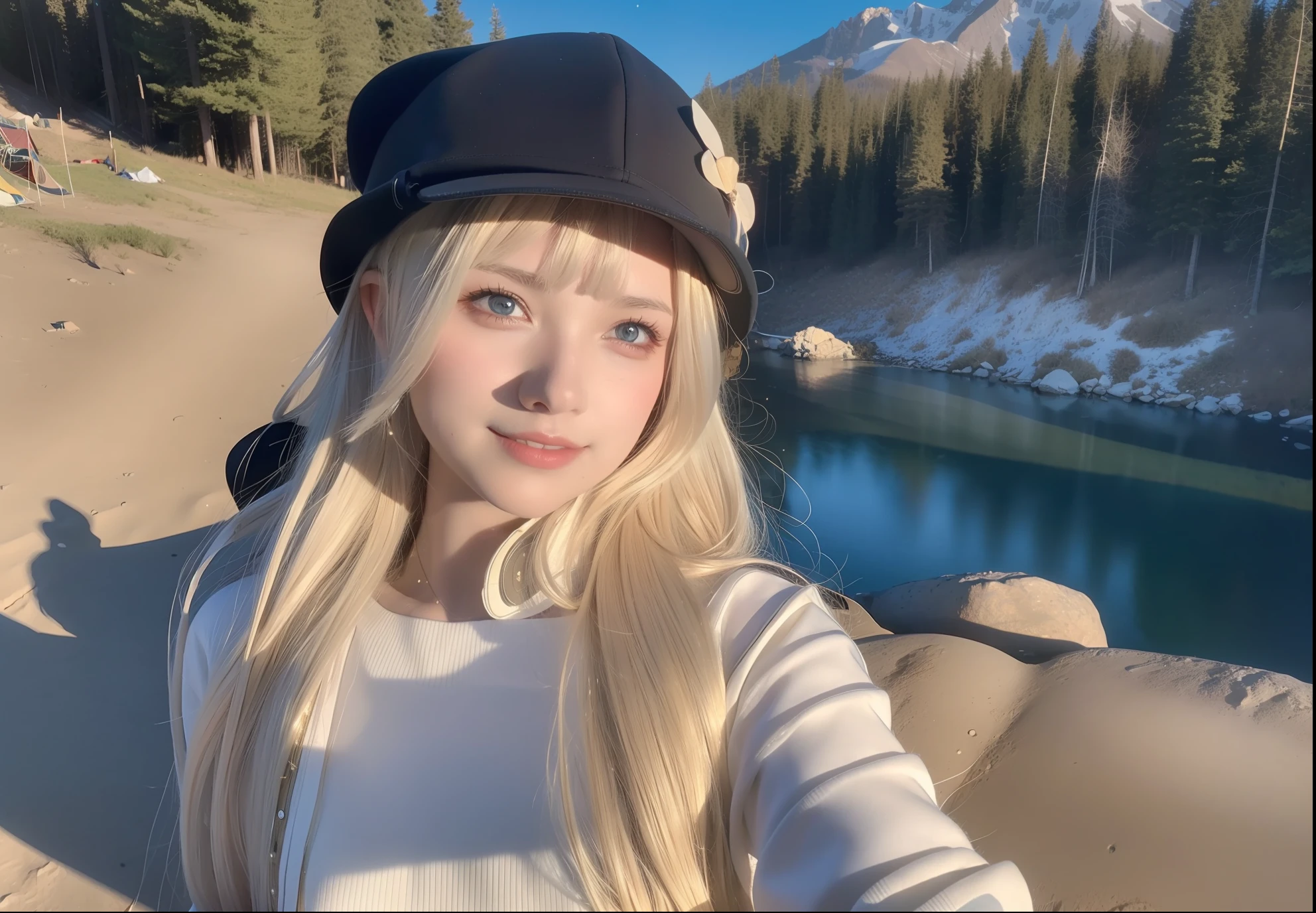 VeronicaCipher ((upper body selfie, happy)), masterpiece, best quality, ultra-detailed, solo, outdoors, (night), mountains, nature, (stars, moon) cheerful, happy, backpack, sleeping bag, camping stove, water bottle, mountain boots, gloves, sweater, hat, flashlight, forest, rocks, river, wood, smoke, shadows, contrast, clear sky, analog style (look at viewer:1.2) (skin texture) (film grain:1.3), (warm hue, warm tone) :1.2), close up, cinematic light, sidelighting, ultra high res, best shadow, RAW, upper body,  , wearing pullover
kodak vision 3,