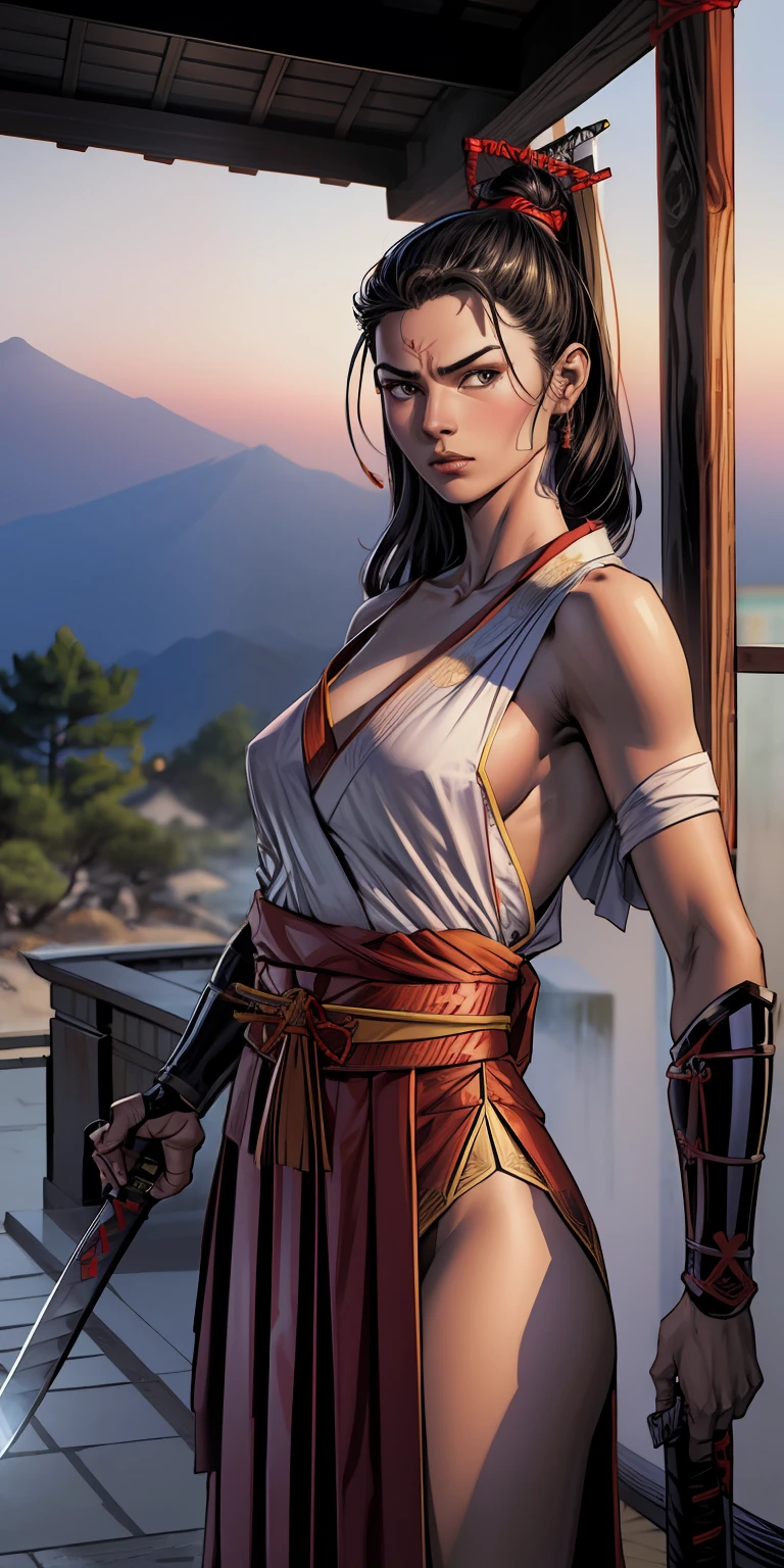 "(extremamente detalhado CG unidade 8k papel de parede, obra-prima, melhor qualidade, ultra-detalhado), (escondido nas sombras, luz brilhando em seu rosto), (ancient Japan) no fundo, samurai, homem de 40 anos, vestido de hakama, espada katana na cintura, filme samurai x"