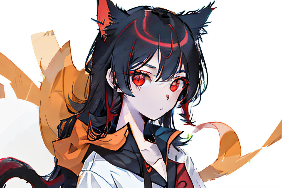 Anime girl with red eyes and black hair bow, anime girl with cat ears, anime catgirl, beautiful anime catgirl, Anime style illustration, style of anime4 K, cute anime catgirl, Anime art wallpaper 8 K, Stunning anime face portrait, anime illustration, demon slayer rui fanart, Very beautiful anime cat girl, Anime art style, White Cat Girl