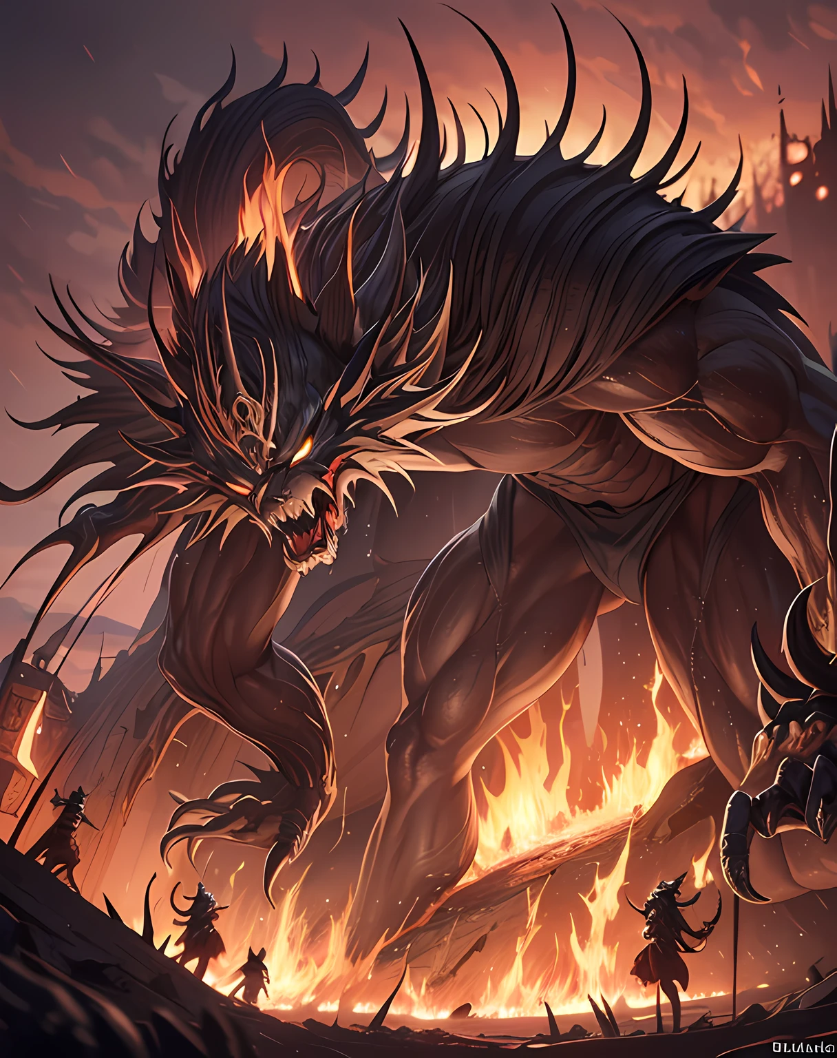 Illustration of the messenger of hell.
The Emissary of Hell is known as the Gatekeeper of Hell. They guard the gates of hell and keep sinners out of hell.
Hellfang is the figure of the dead who are being punished in hell.
Hellfang is punished for eternity, suffering through hellfire.
A Hellfang's appearance should reflect the appearance of a sinner who has fallen into hell after death.
Hellfang's environment should be a terrifying place with the smell of fire and sulfur.
Hellfang activities should be punished for eternity while suffering in hellfire.