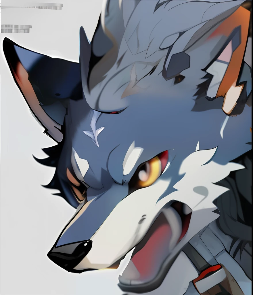 anime character with a wolf like face and a gun, anthro wolf face, correct wolf muzzle, retarded wolf portrait, striking detailed artstyle, 2 d concept art head macro shot, hyper detailed wolf - like face, unknown artstyle, good boy giant mecha wolf hound, wolf o'donnell, an anthropomorphic wolf, an anthro wolf