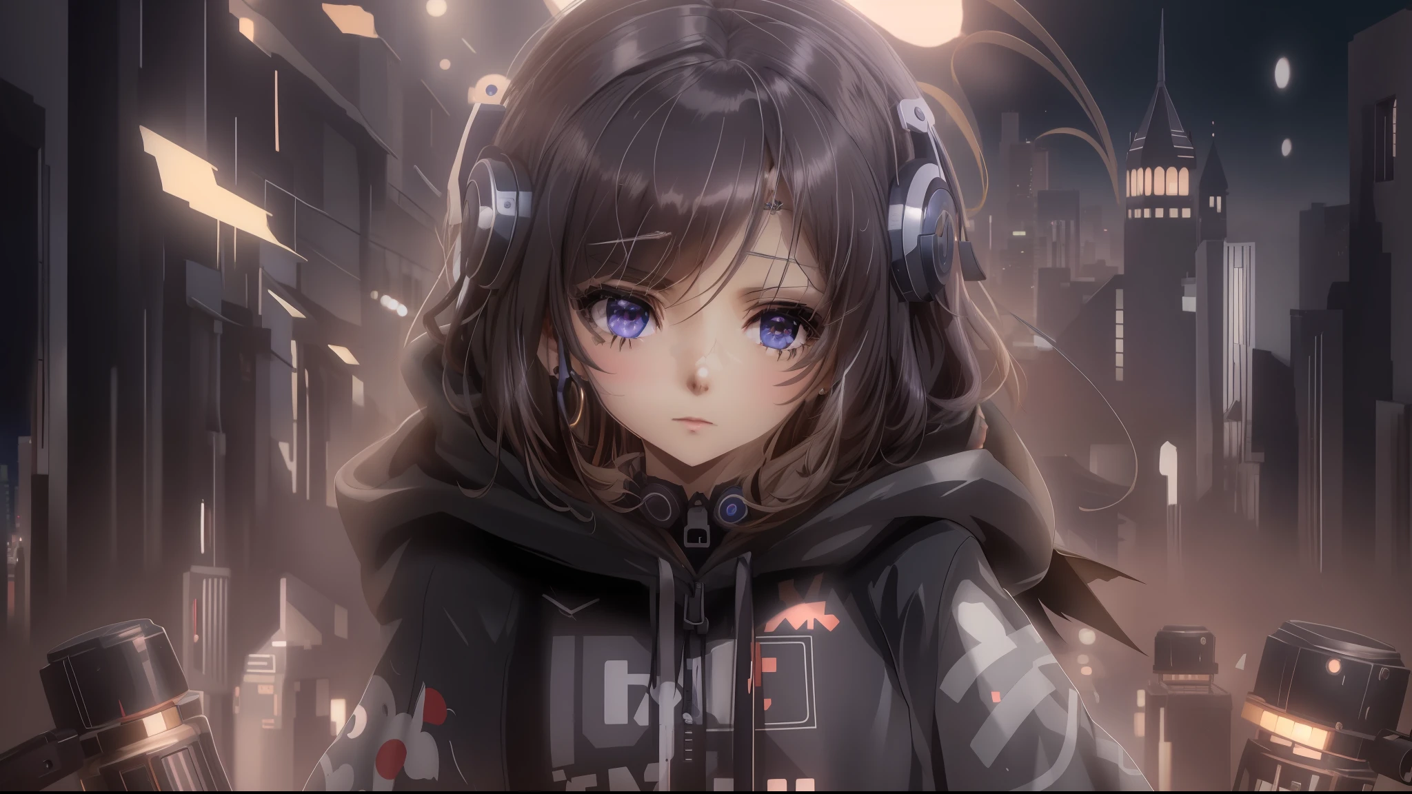 anime com fones de ouvido e um capuz em uma cidade, estilo anime 4K, Melhor Anime 4K Konachan Wallpaper, Anime Art Wallpaper 4K, Anime Art Wallpaper 4K, Garota de anime cyberpunk com capuz, Anime Art Wallpaper 8K, 4k anime wallpapers, Anime Wallpaper 4k, Papel de parede anime 4k, night core, papel de parede anime ultra hd