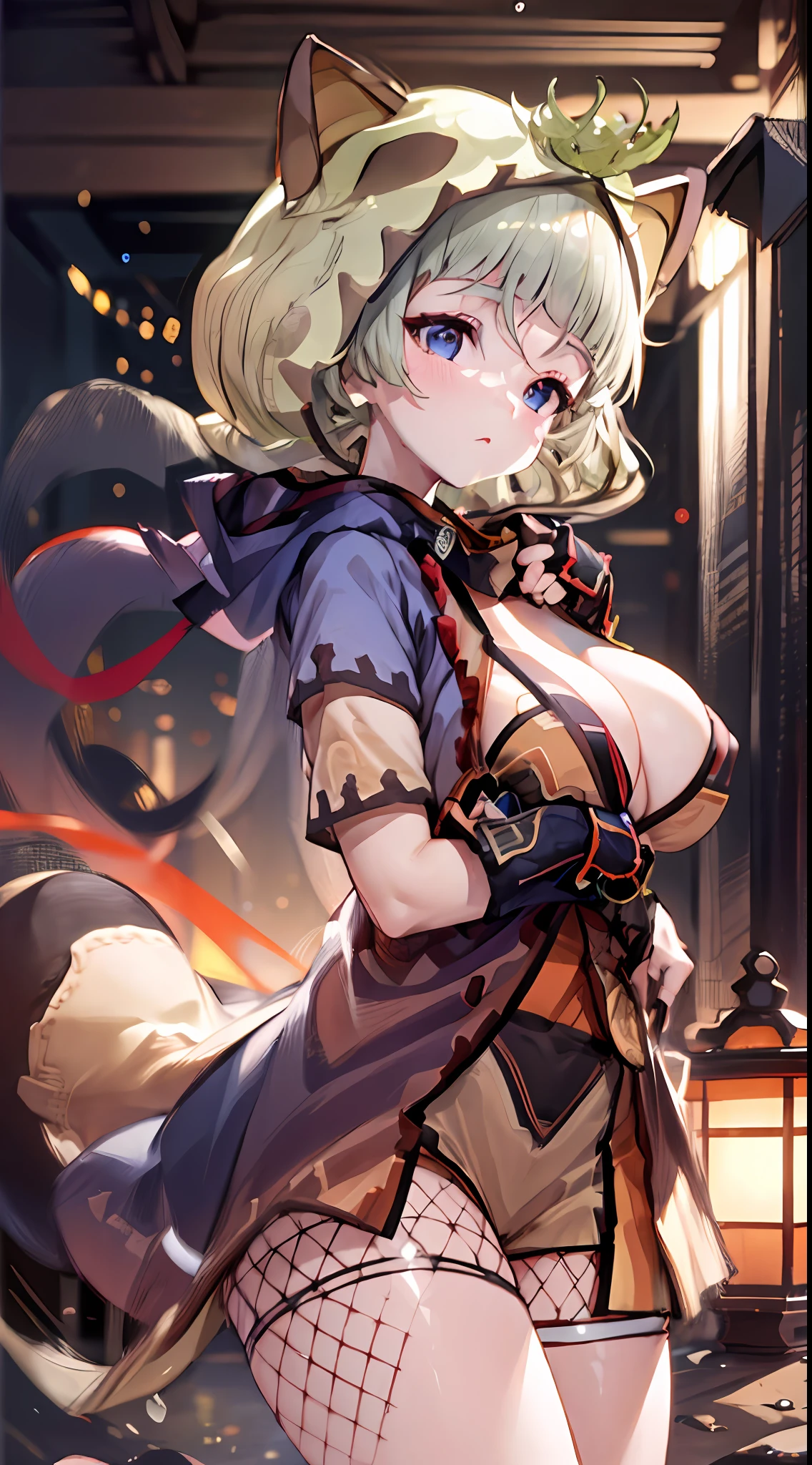 (NSTDA.:1.2), (10, beste-Qualit, master-piece: 1.4), ultra-high resolution, (lifelike, photorealistic portrait: 1.48), 25 years old, Cute Girl, Famous Japanese actors, oversized breasts, Blue Eyes, Head tilt, cowboy shot, from the front,My favorite cat ears, looking at the audience, expressionless, Beautiful lake, Zeiss 150mm F/ 2.8 Hasselblad, In Japanese shrines, Whole body, foot, Ultra-Wide Angle