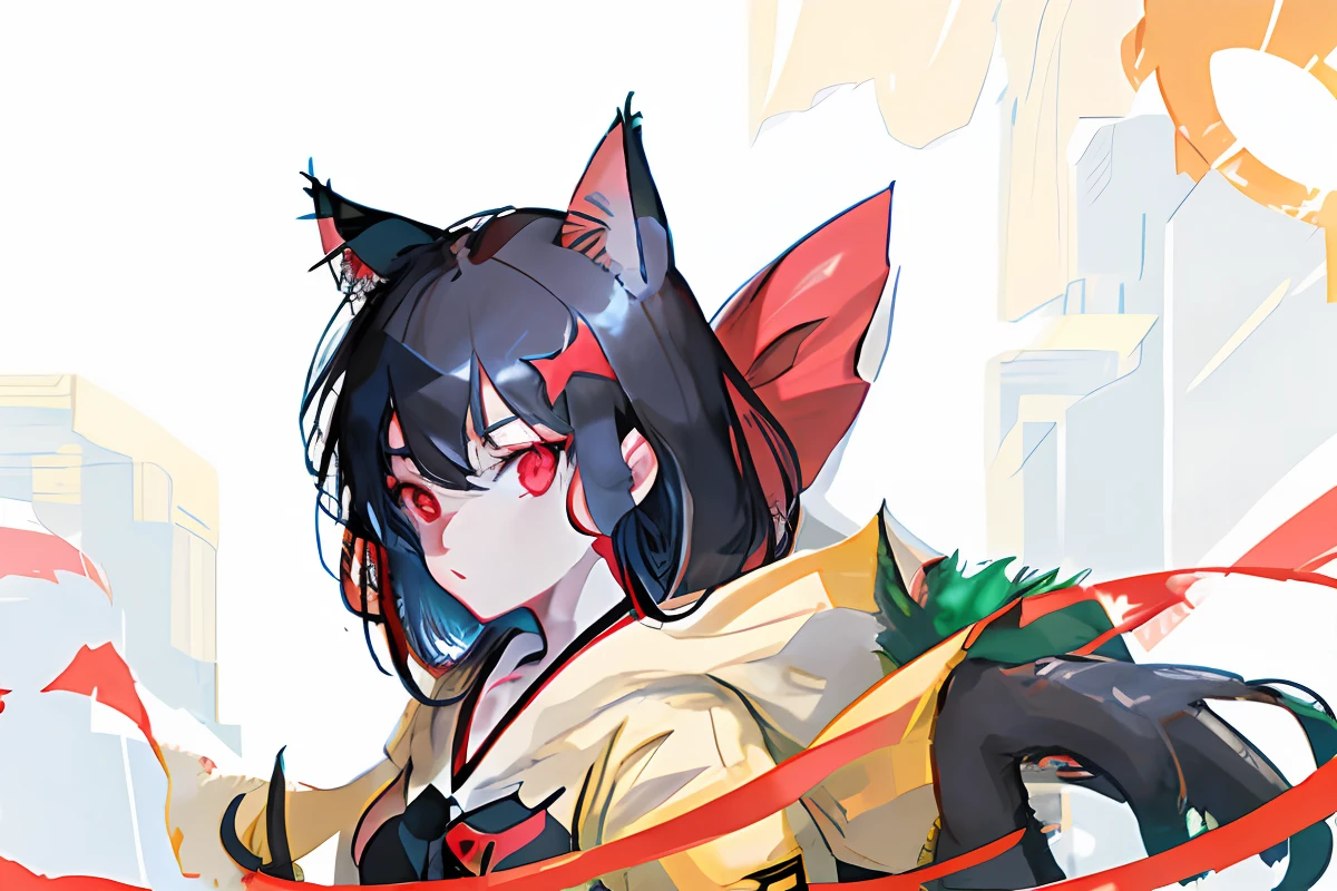 Anime girl with red eyes and black hair bow, anime girl with cat ears, anime catgirl, beautiful anime catgirl, Anime style illustration, style of anime4 K, cute anime catgirl, Anime art wallpaper 8 K, Stunning anime face portrait, anime illustration, demon slayer rui fanart, Very beautiful anime cat girl, Anime art style, White Cat Girl