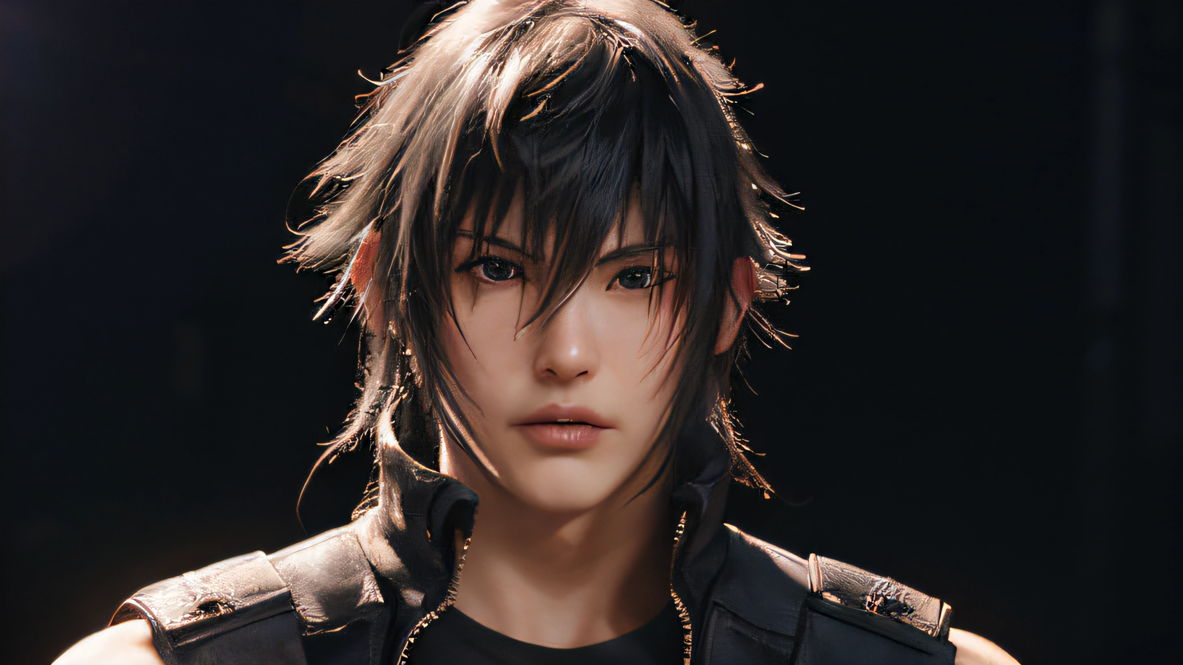 （absurderes，A high resolution，ultra - detailed，realisticlying，），((1 male，独奏))，Tall muscular man，broad shoulder，Handsome，brunette color hair，Angular chin，Thick neck，thick eyebrow，The upper part of the body,Noctis，