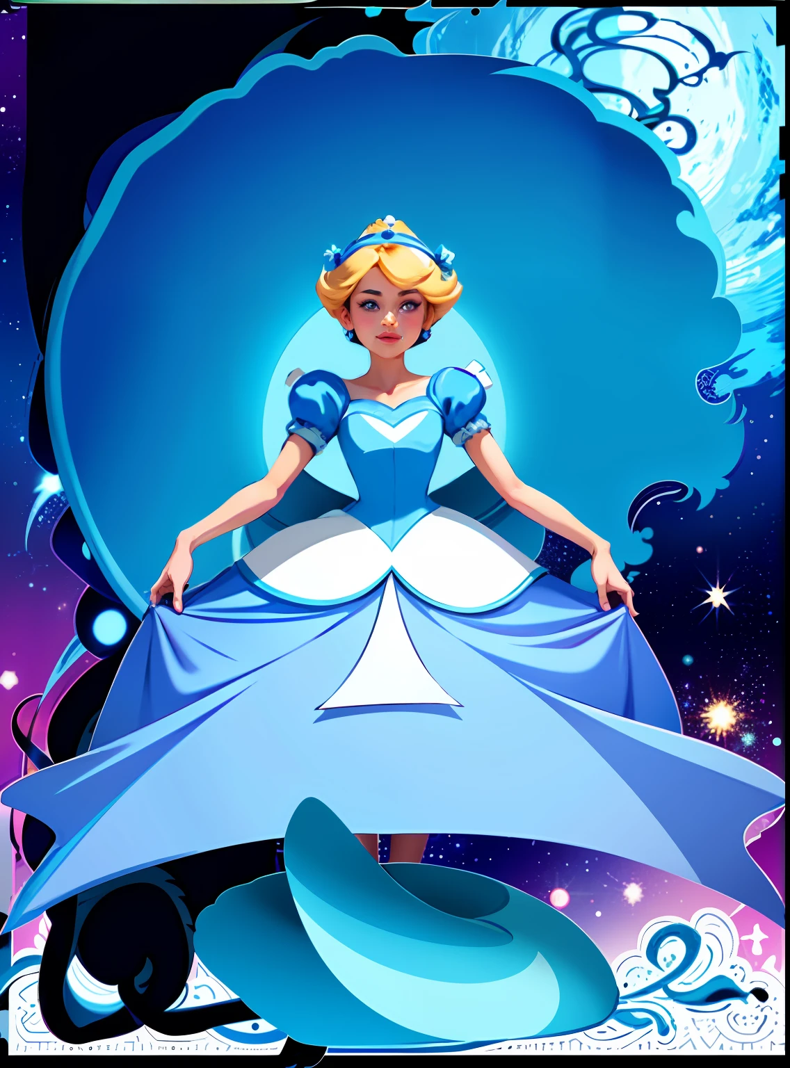 There is a picture of a cartoon character holding a shoe, Cinderella, style of disney animation, art in the style of disney, inspired by Alice Prin, Disney movie poster style, Flat a lot, disney poster, flat cel shading mucha, Created in Adobe Illustrator, princess 'kida' kidagakash, made in adobe illustrator, disney's princess