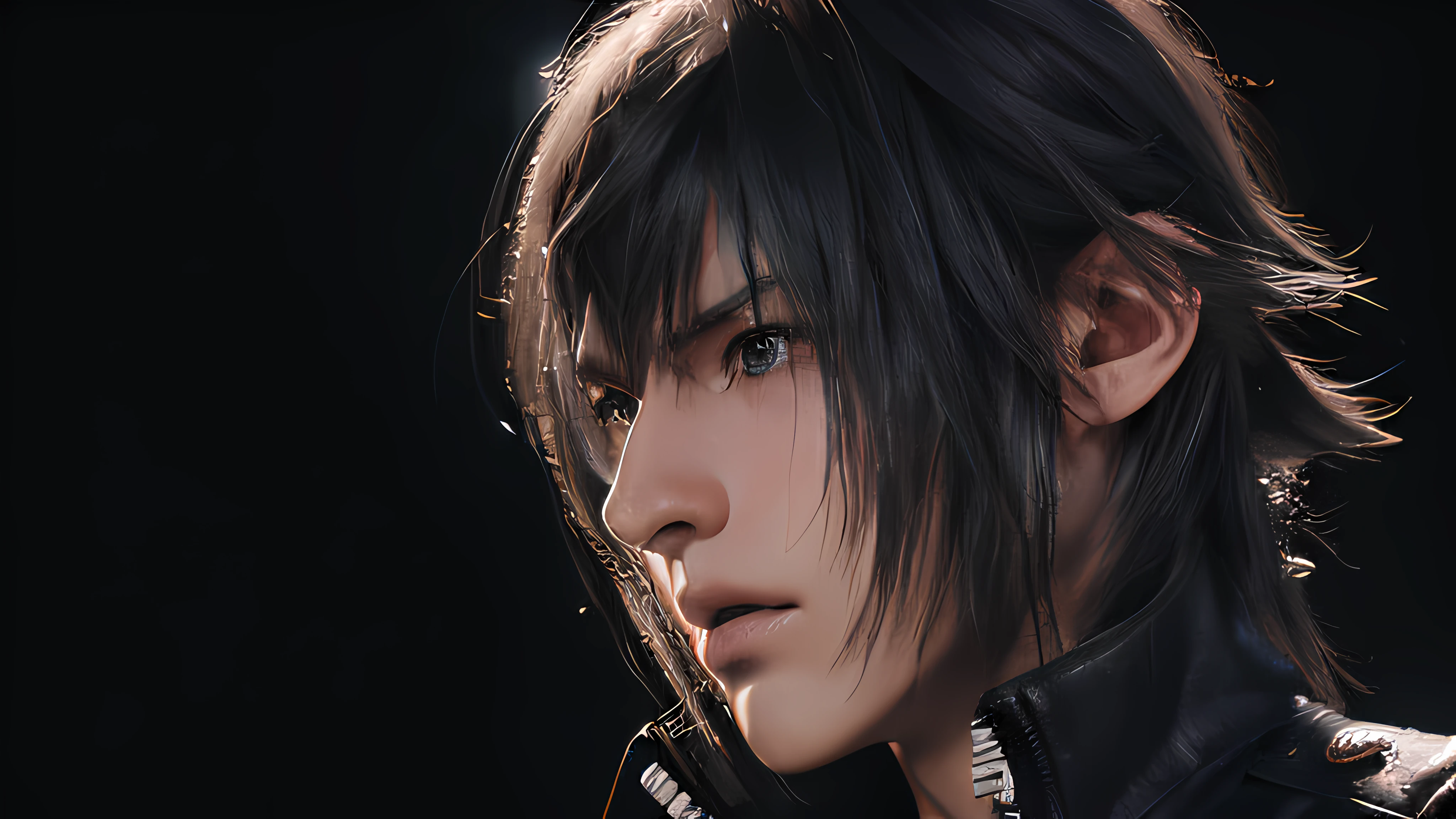 （absurderes，A high resolution，ultra - detailed，realisticlying，），((1 male，独奏))，Tall muscular man，broad shoulder，Handsome，brunette color hair，Angular chin，Thick neck，thick eyebrow，The upper part of the body,Noctis，